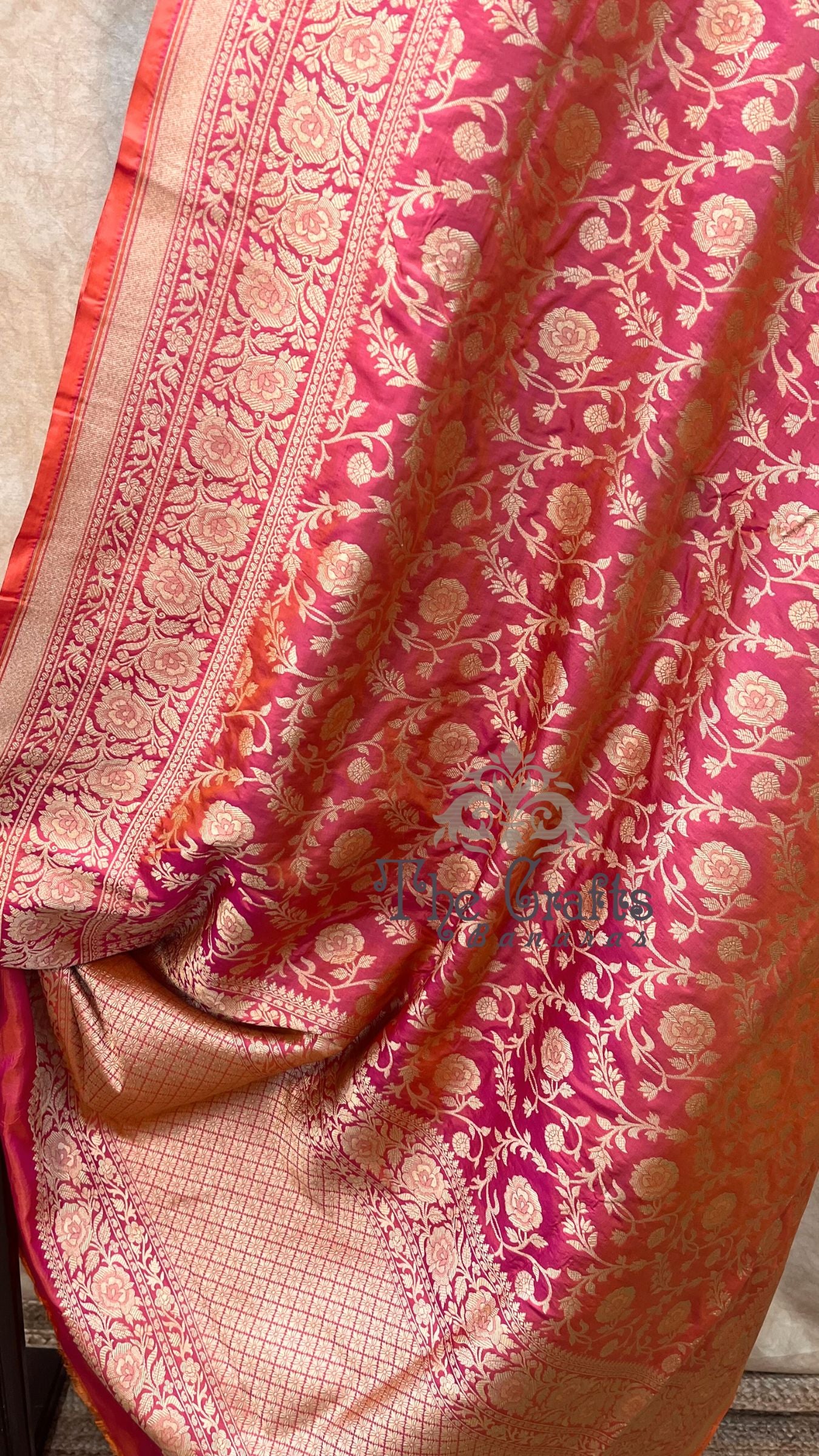 Pure Katan Silk Handloom Banarasi Saree - Jaal work