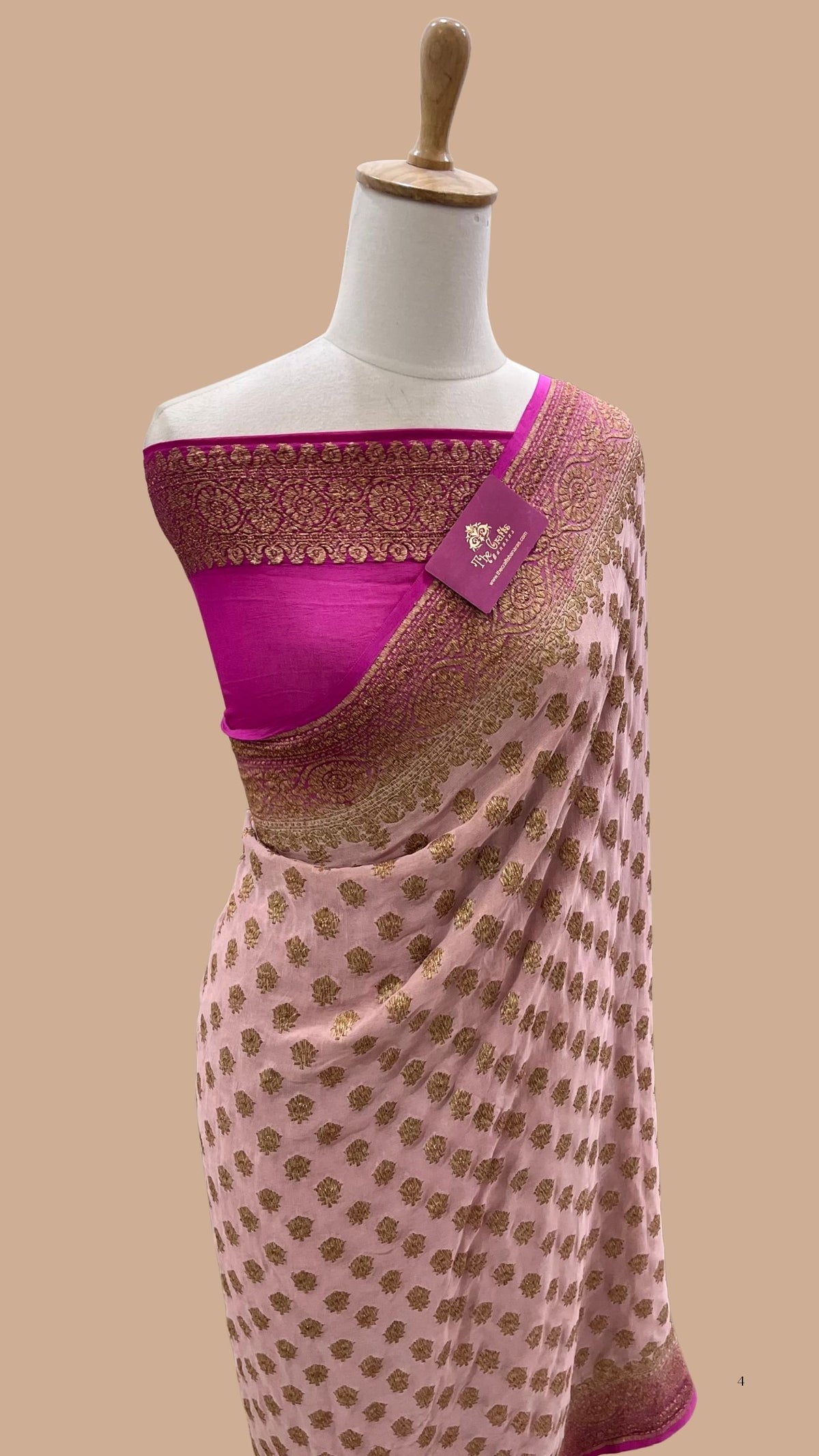 Khaddi Georgette Banarasi Saree - Antique Zari