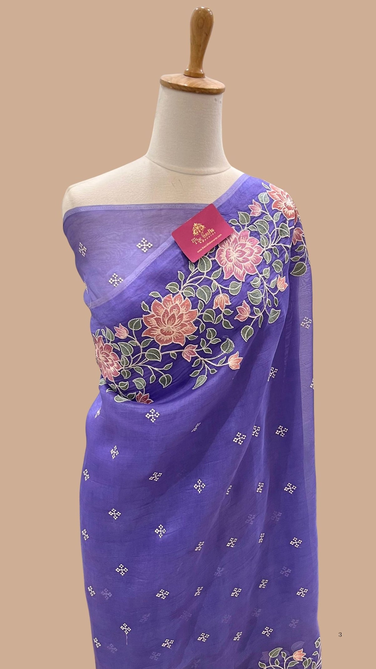 Pure Organza Silk Chikankari Handloom Banarasi Saree