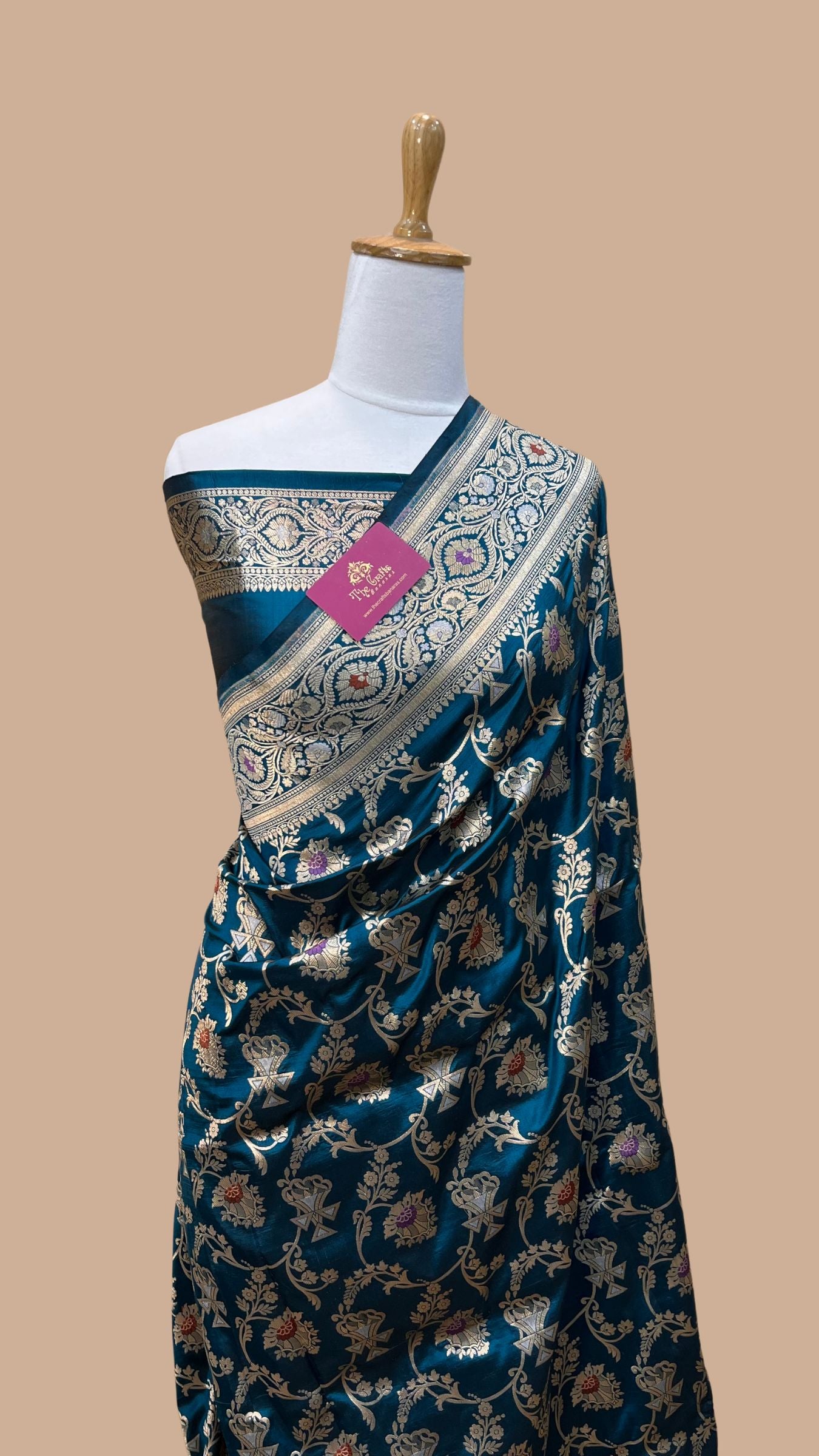 Pure Katan Silk Handloom Banarasi Saree - All over meenakari Jaal work