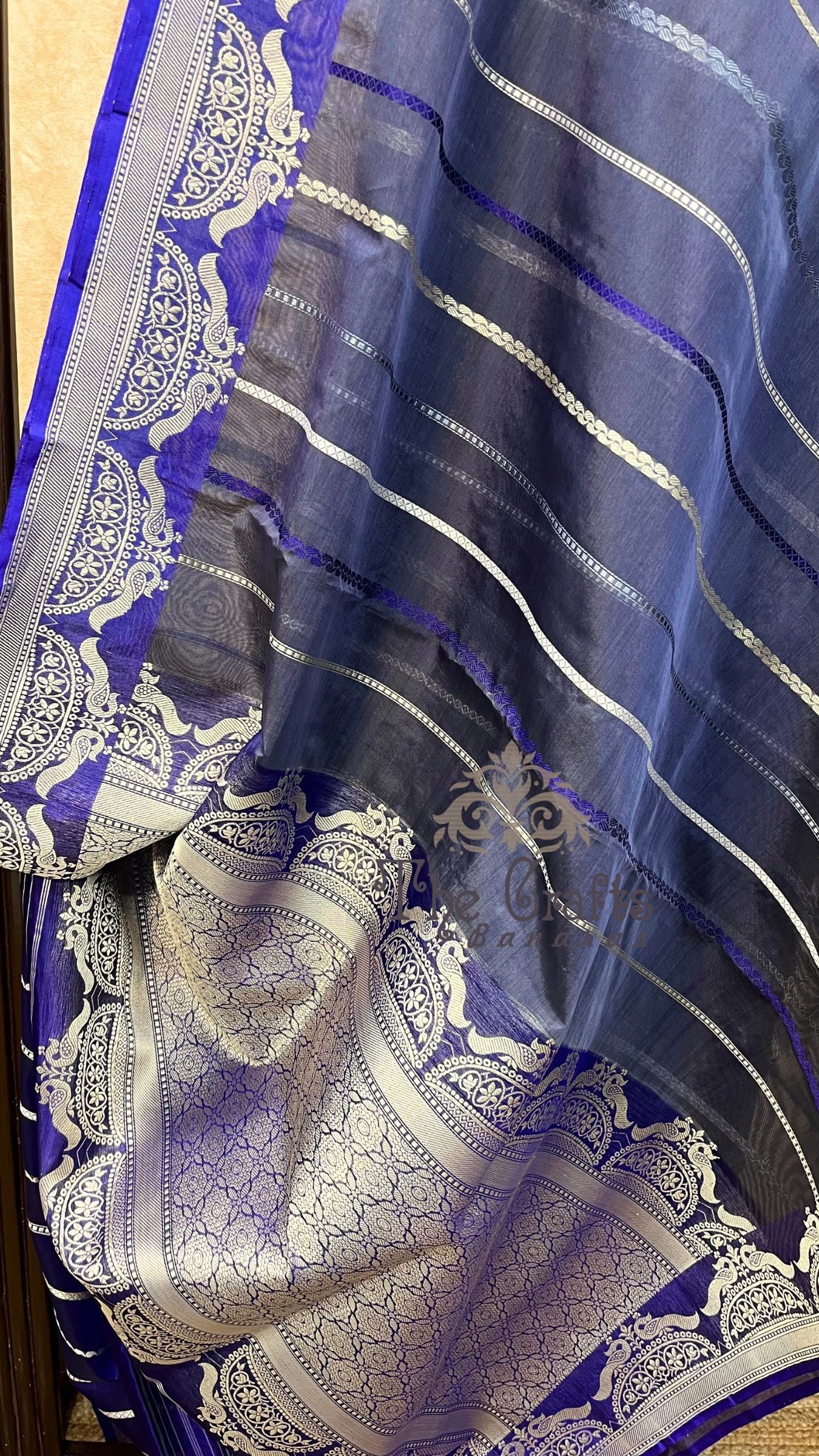 Pure Kora Silk Handloom Banarasi Saree - with kadhua stripes