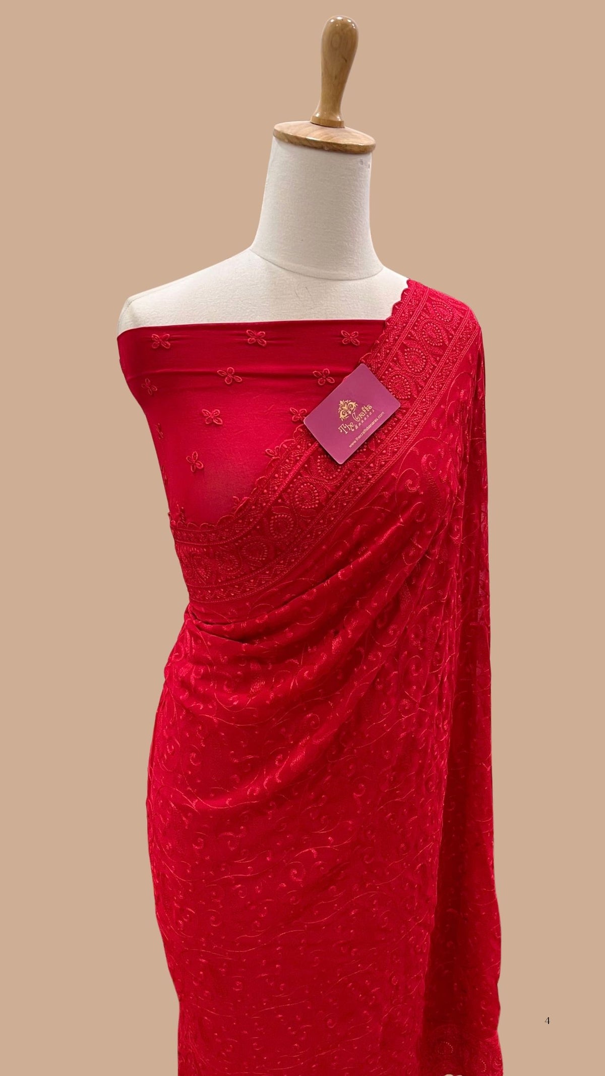 Pure Georgette Chikankari Handloom Banarasi Saree