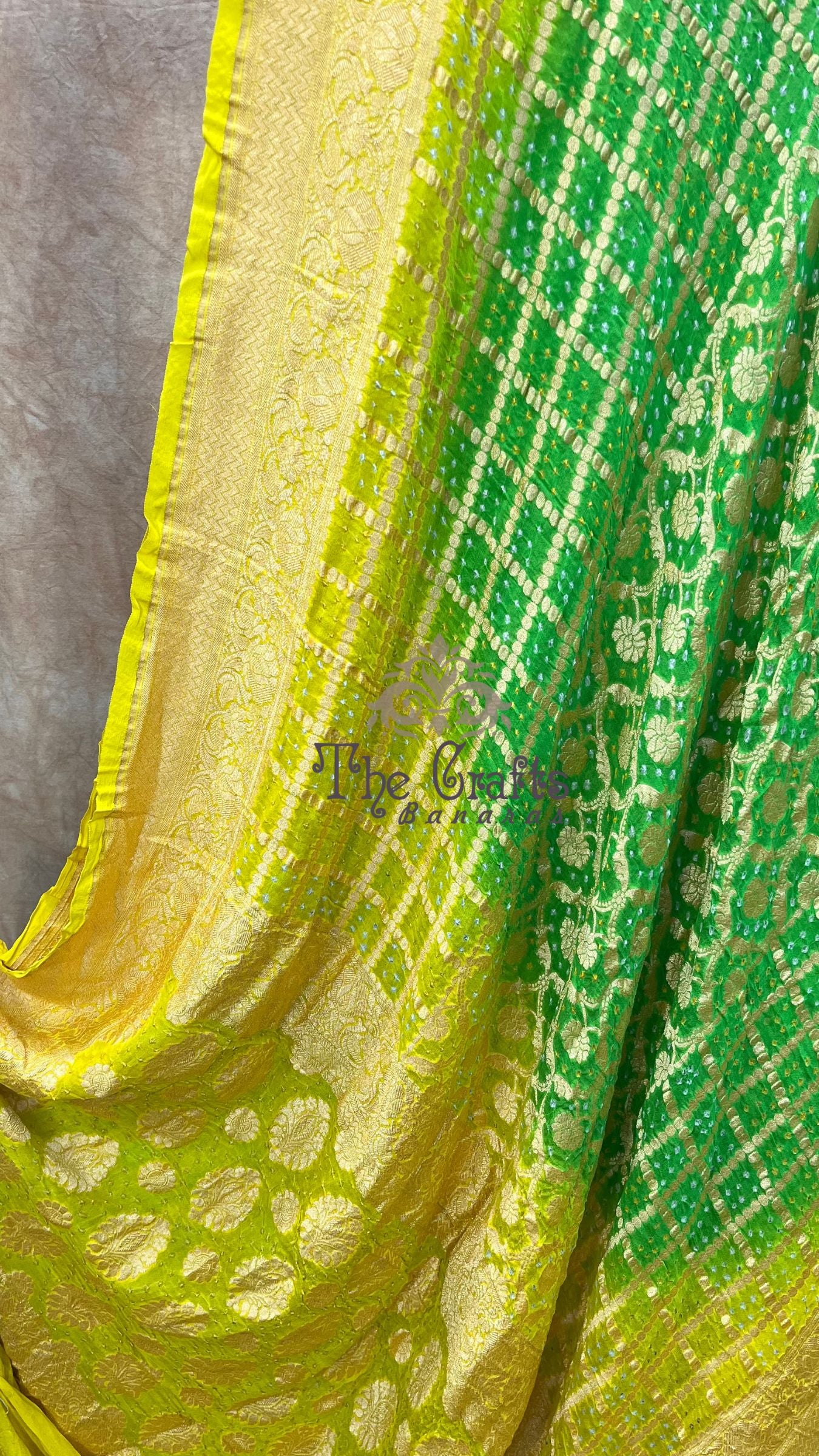 Pure Georgette Banarasi Handloom Bandhej Saree