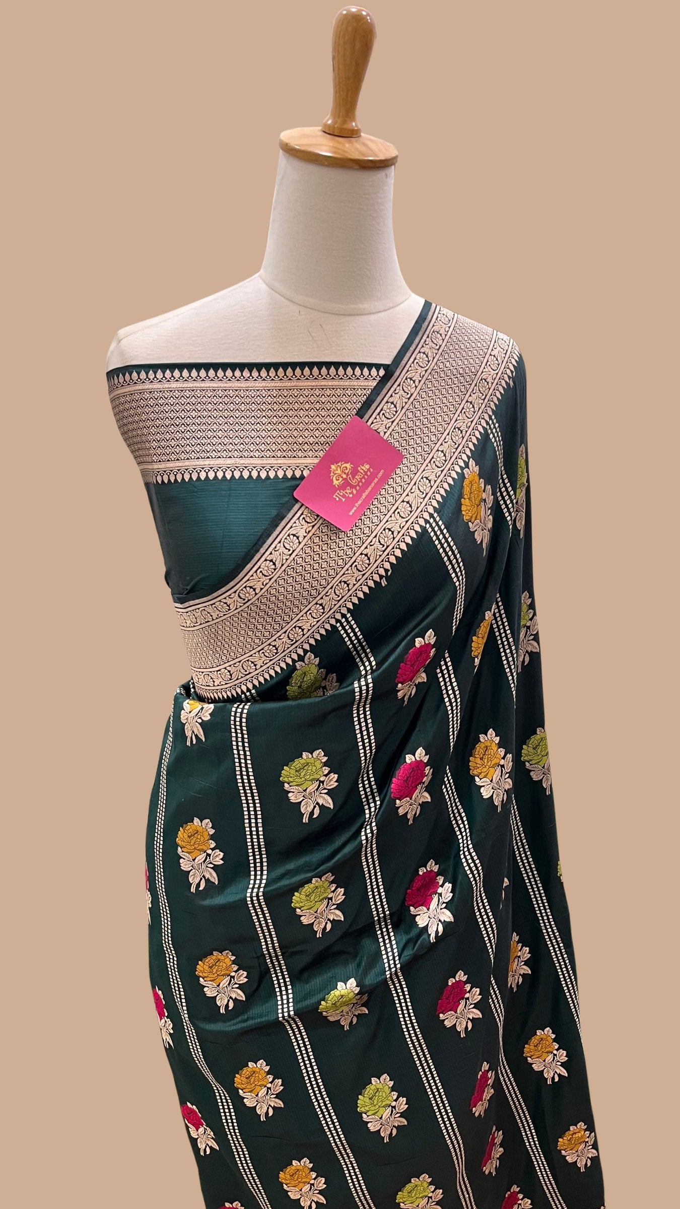 Pure Katan Silk Handloom Banarasi Saree - Meenakari Buti