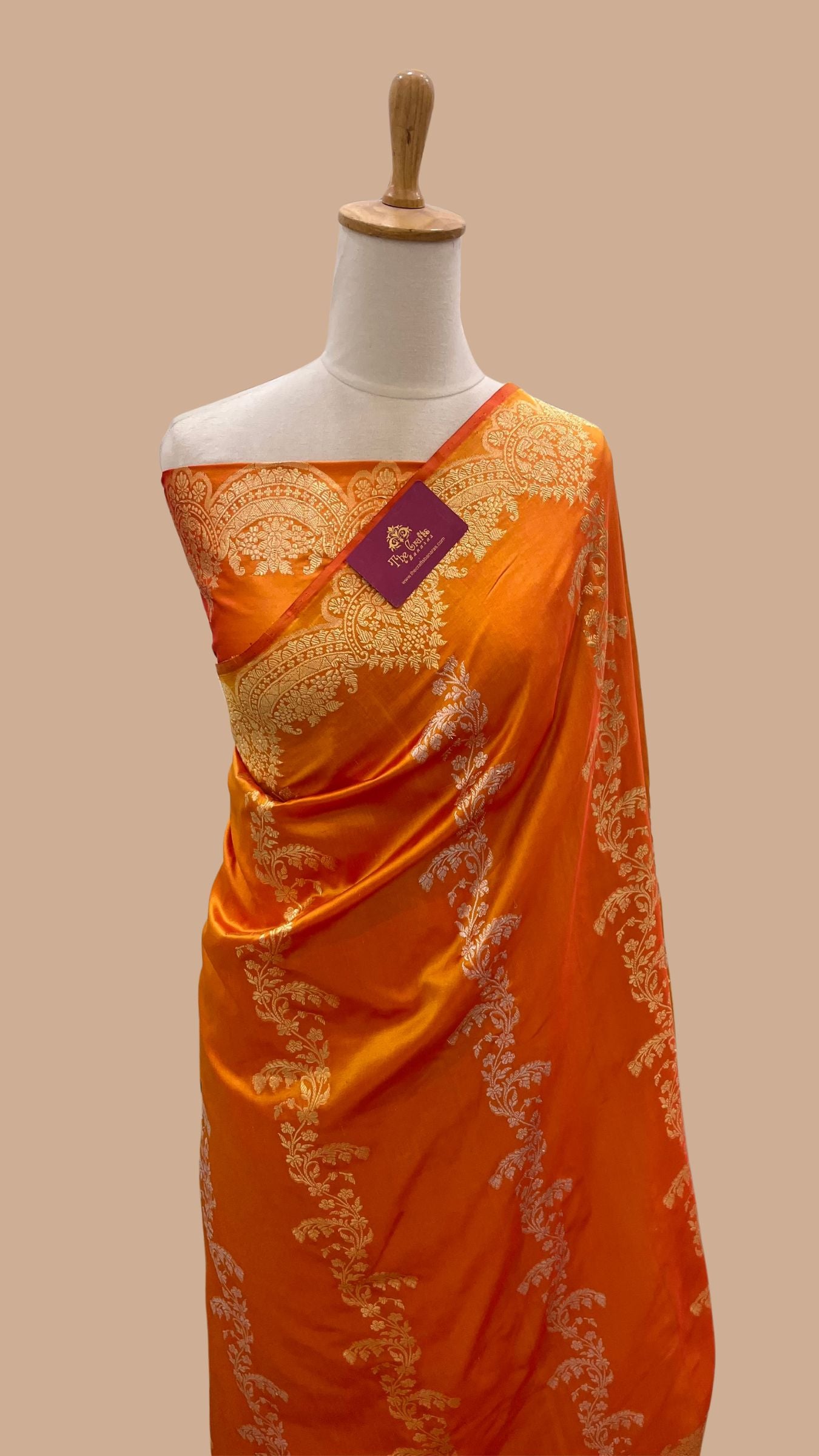 Pure Katan Silk Handloom Banarasi Saree - Sona roopa with kadhua work