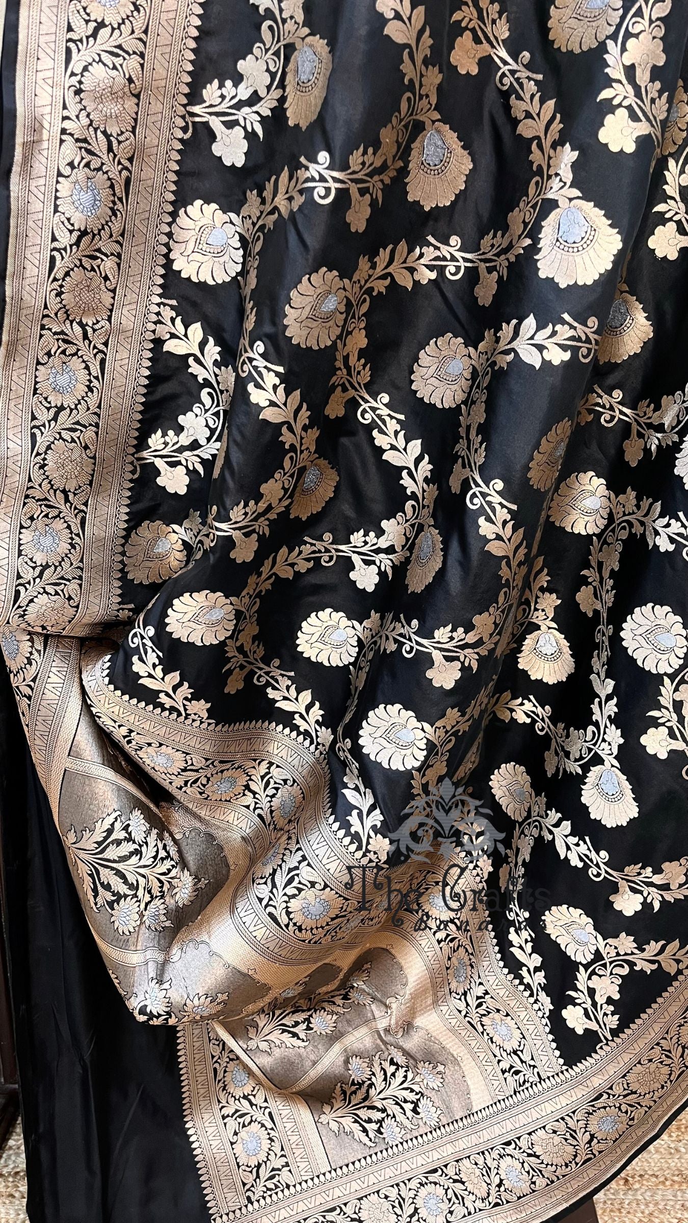Pure Katan Silk Handloom Banarasi Saree - All over Sona Roopa Jaal work