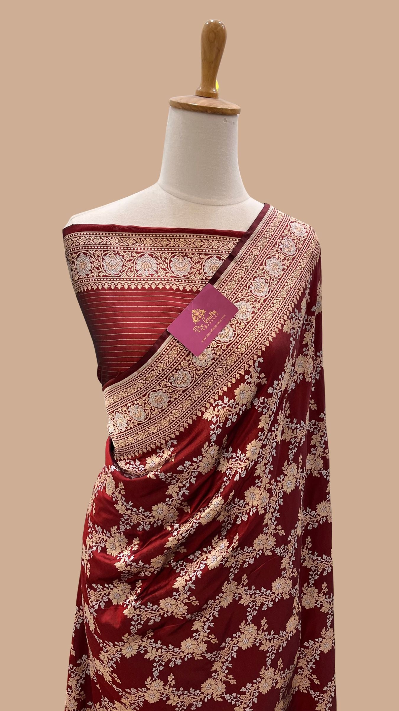 Pure Katan Silk Handloom Banarasi Saree - All Over Sona Rupa Jaal Work