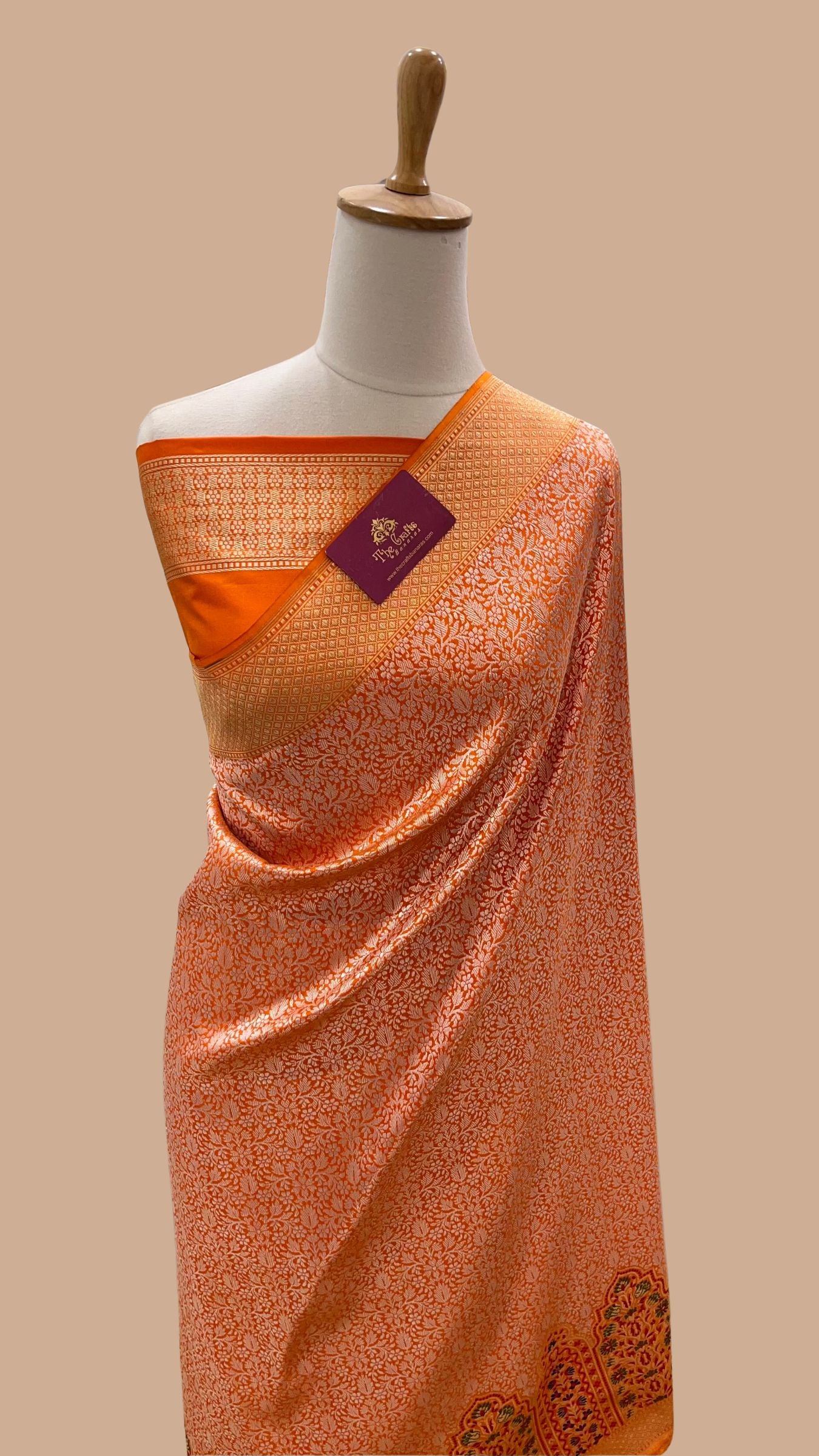 Pure Katan Silk Handloom Banarasi Saree - Kadhua Tanchui Brocade Meena