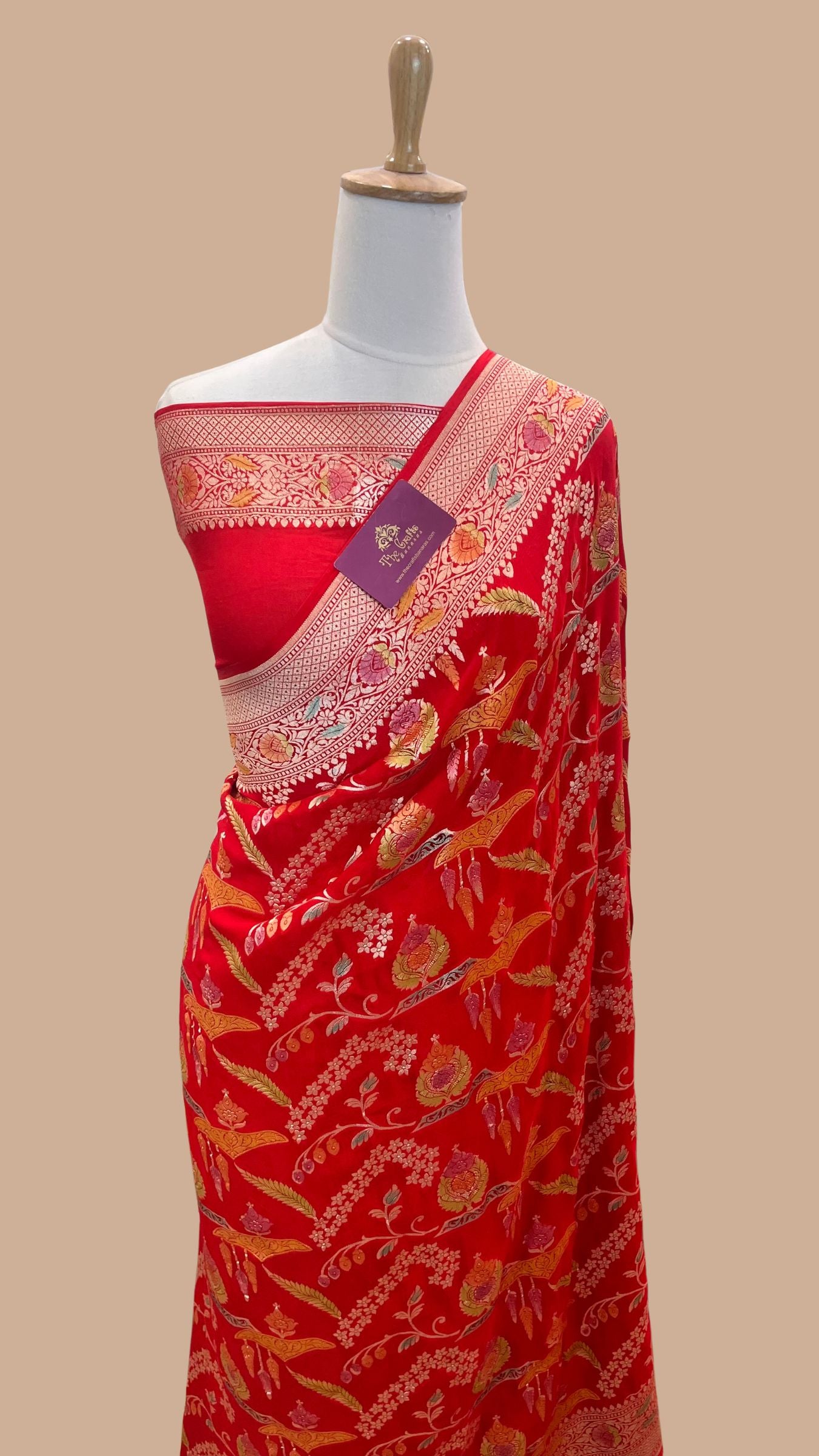 Khaddi Georgette Handloom Banarasi Saree