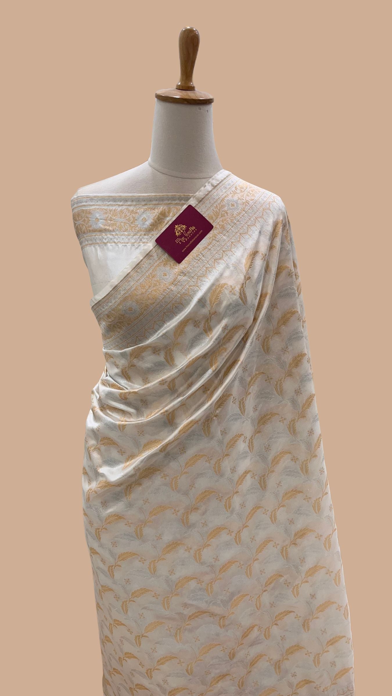 Pure Organza Silk Handloom Banarasi Saree - All over Sona Roopa Jaal work