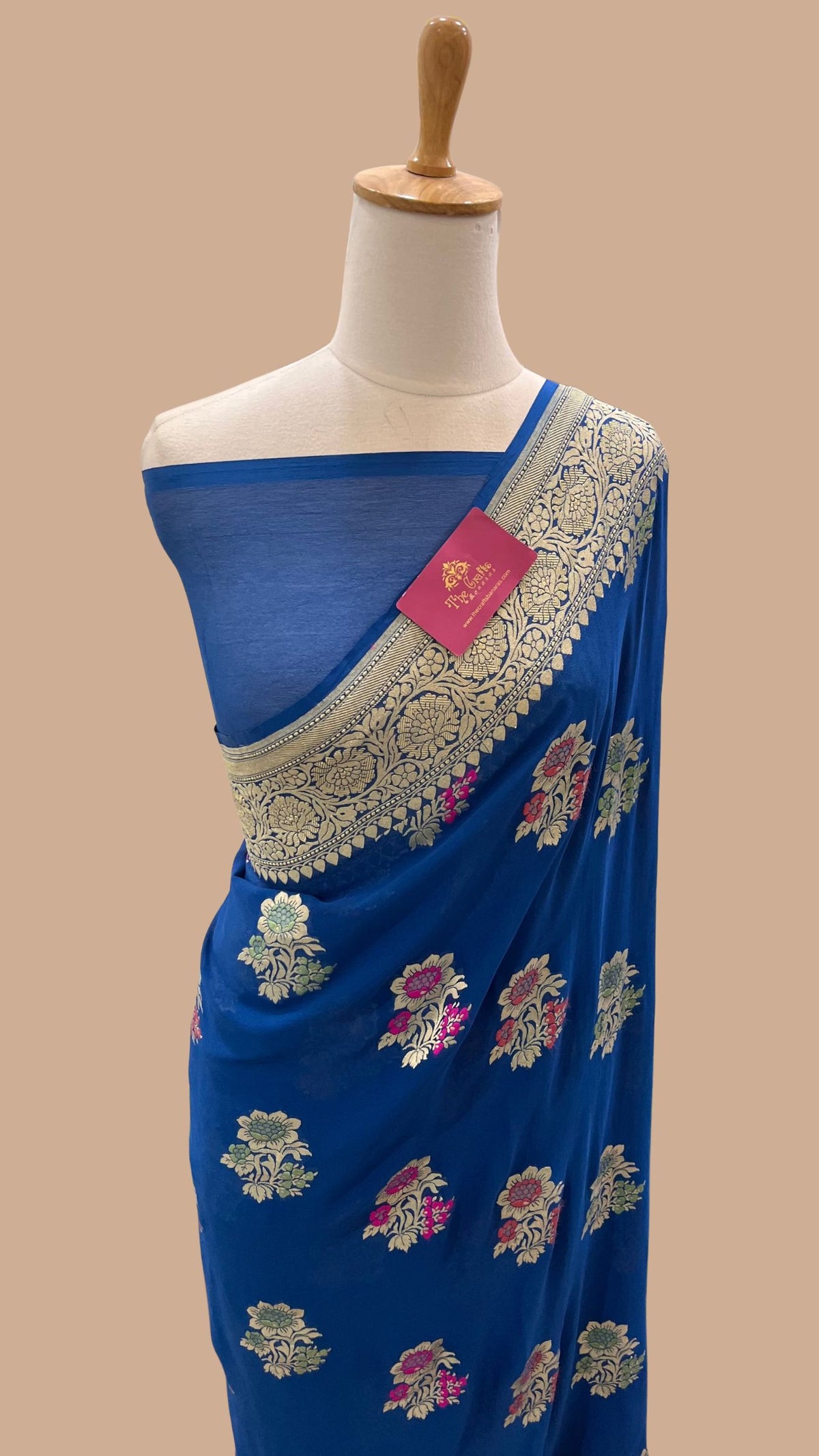 Khaddi Georgette Handloom Banarasi Saree - Jaal with Meenakari