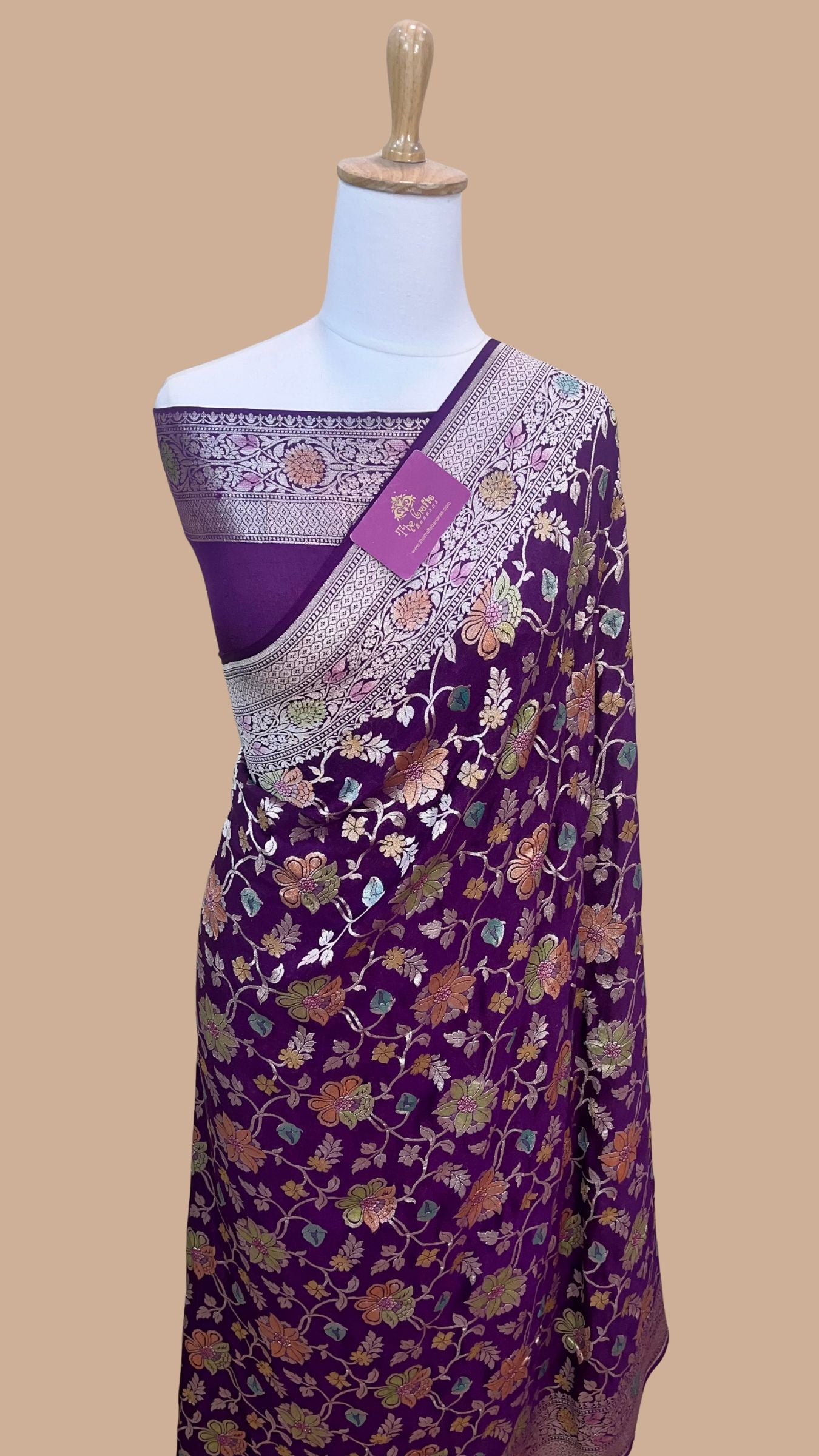 Khaddi Georgette Handloom Banarasi Saree