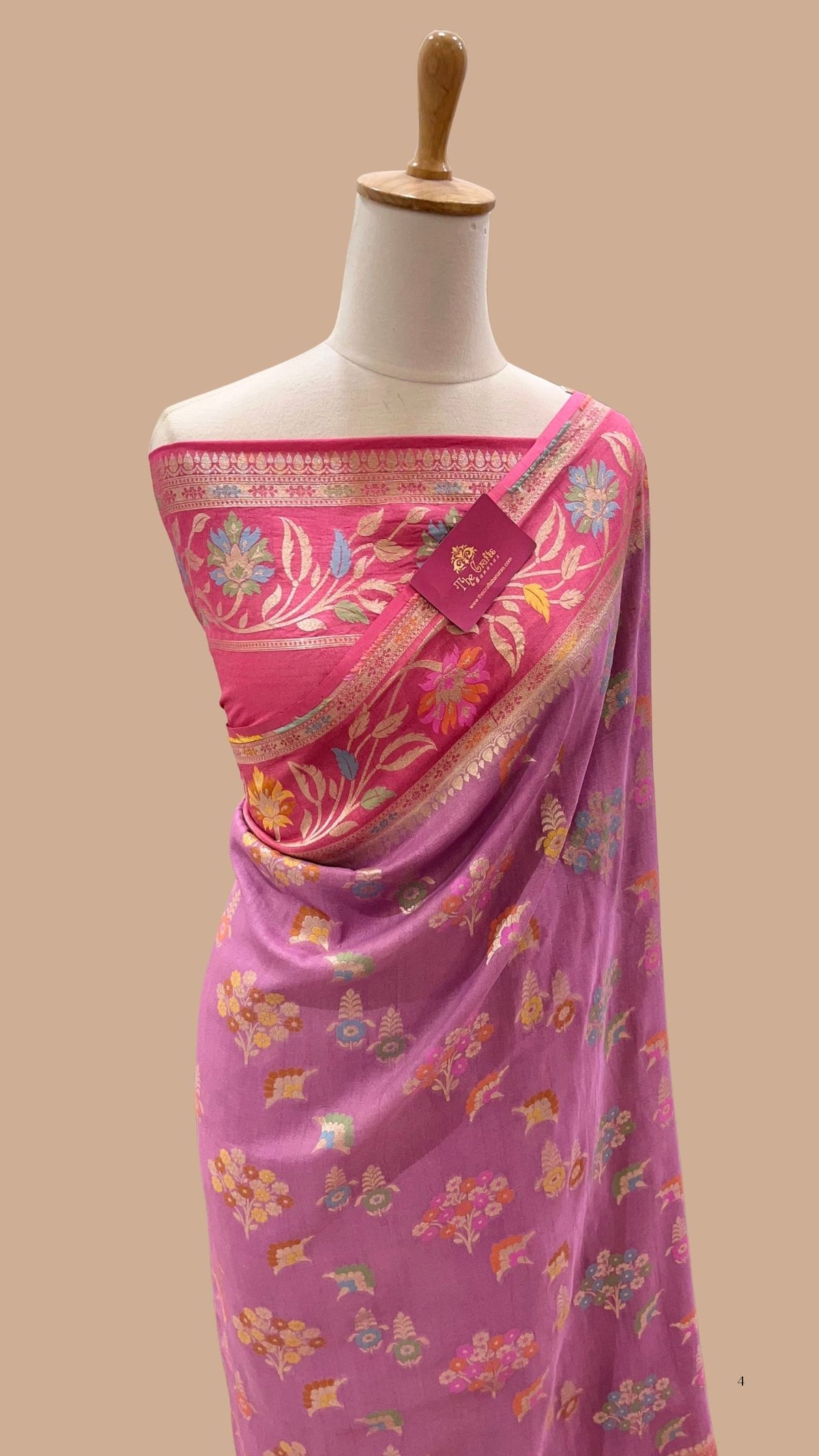 Tussar Georgette Handloom Banarasi Saree - Jaal with Meenakari