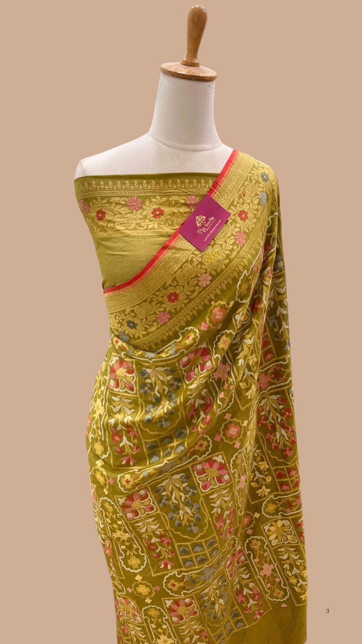 Pure Ektara Cotton Jamdani Banarasi Saree - Tilfi