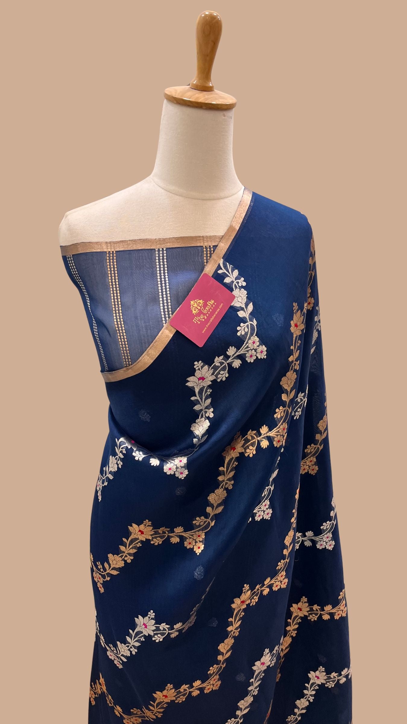 Pure Kora Silk Handloom Banarasi Saree - Kadhua Stripes