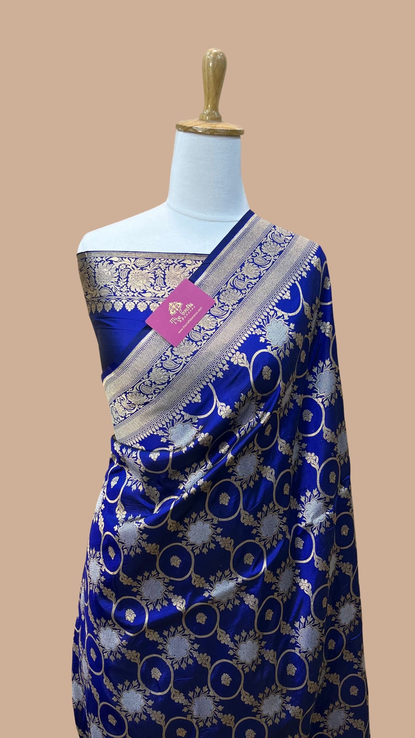 Pure Katan Silk Handloom Banarasi Saree - All over Sona Roopa Jaal work