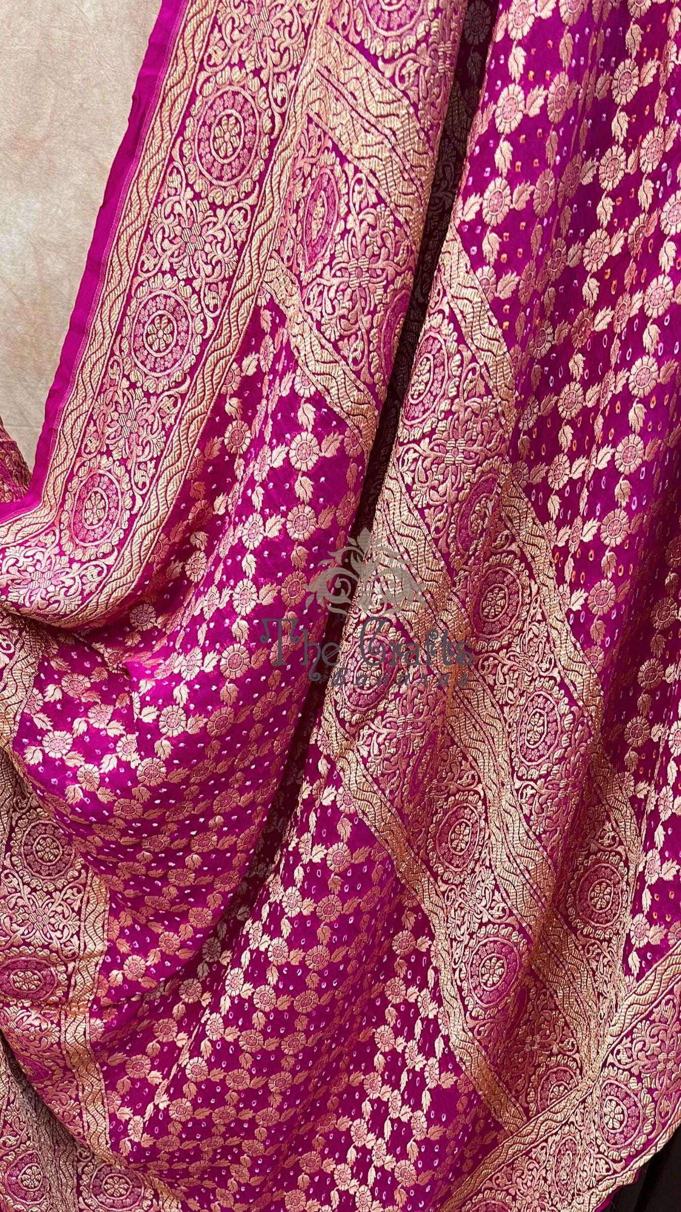 Pure Georgette Banarasi Handloom Bandhej Saree