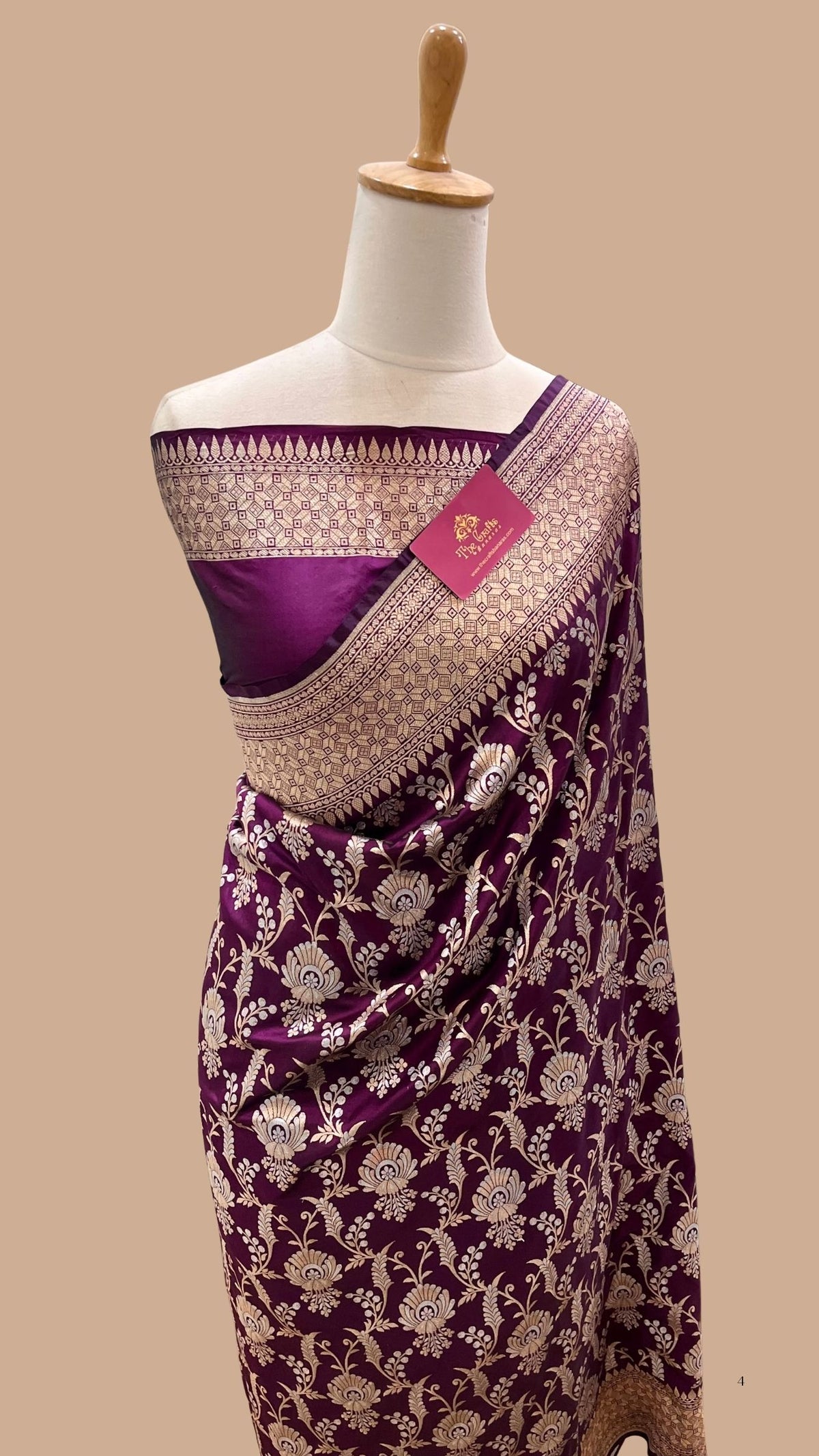 Pure Katan Silk Handloom Banarasi Saree - All Over Sona Rupa Jaal Work