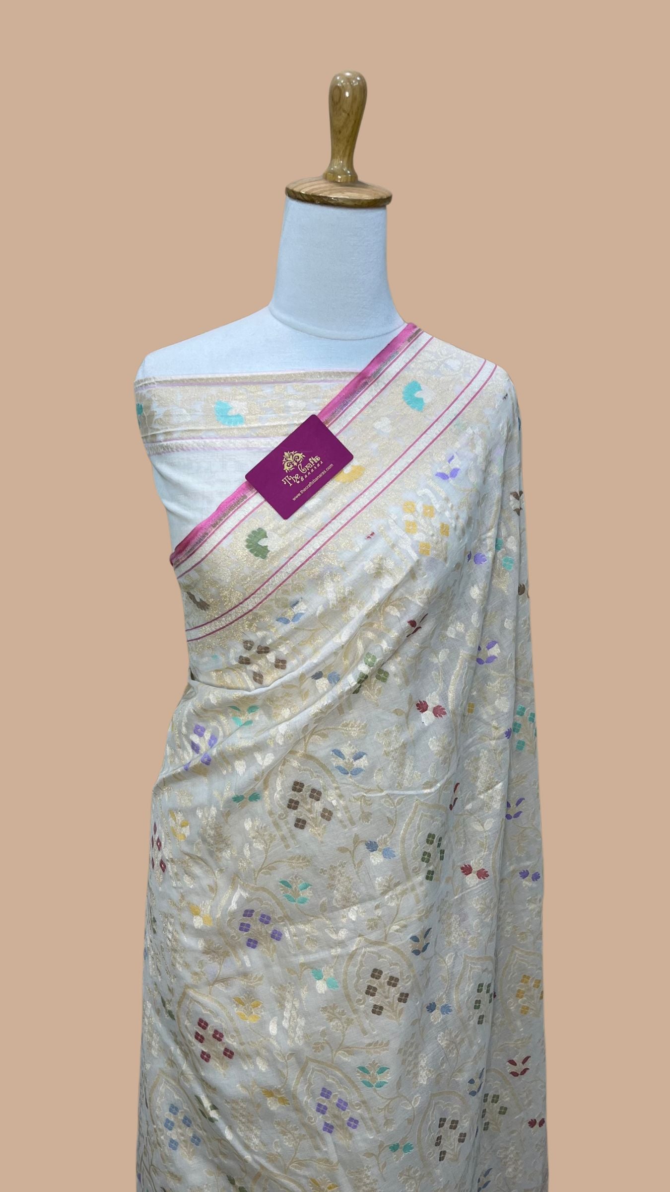 Pure Ektara Cotton Jamdani Banarasi Saree - Tilfi