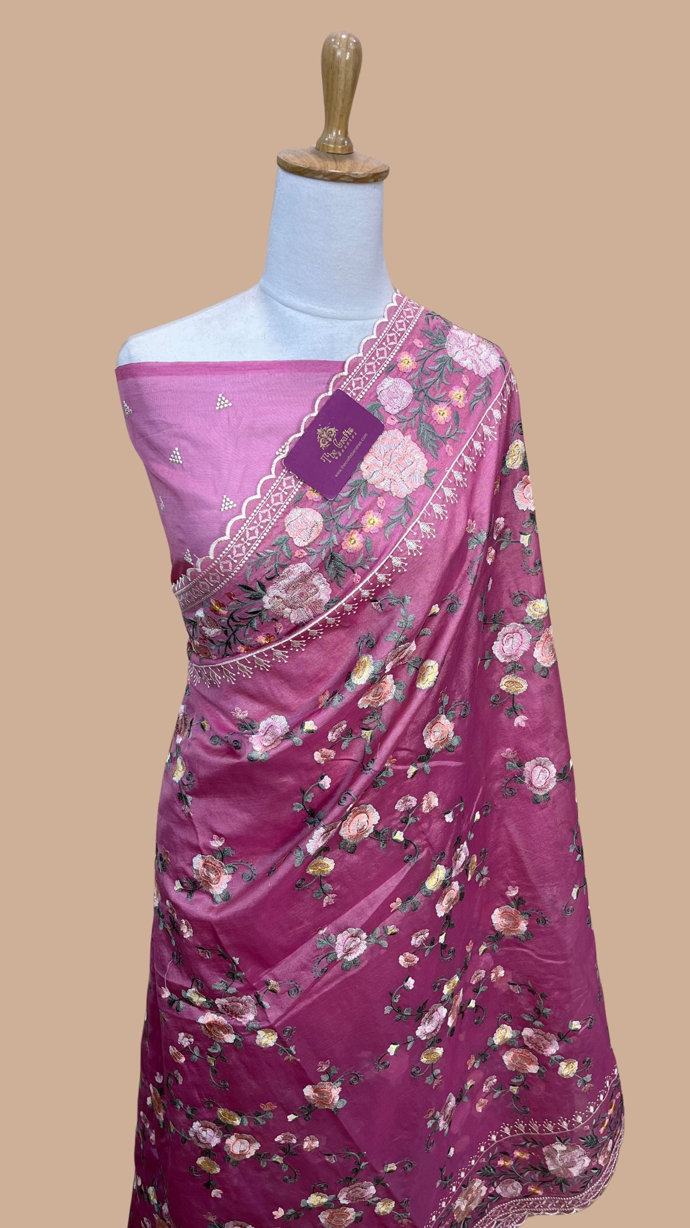 Pure Tissue Silk Banarasi Saree - Chikankari all over