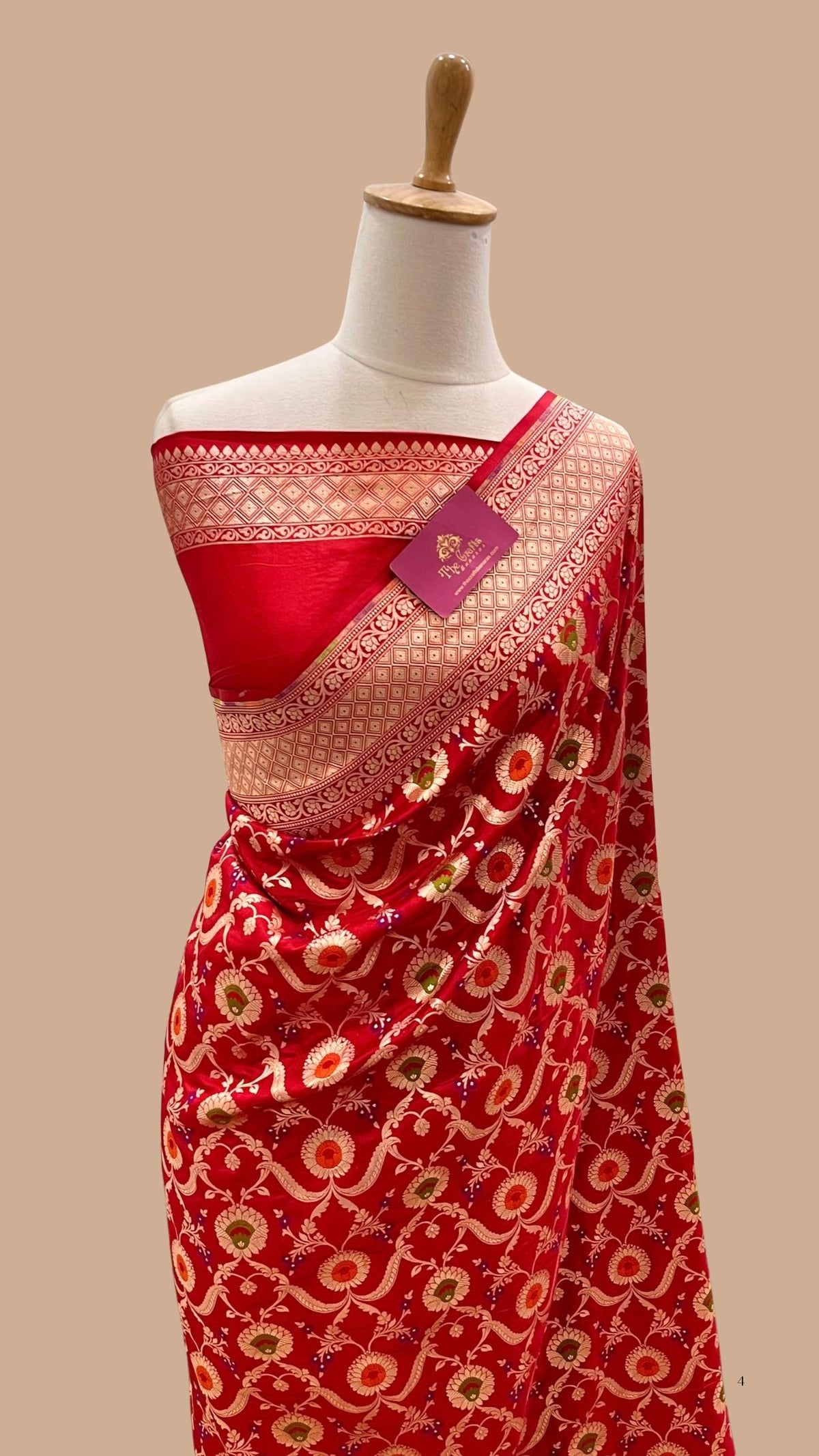 Pure Katan Silk Handloom Banarasi Saree - Jaal Work with Meenakari