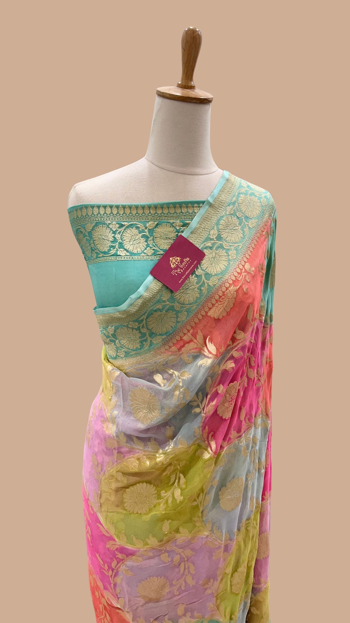 Khaddi Georgette Handloom Banarasi Saree