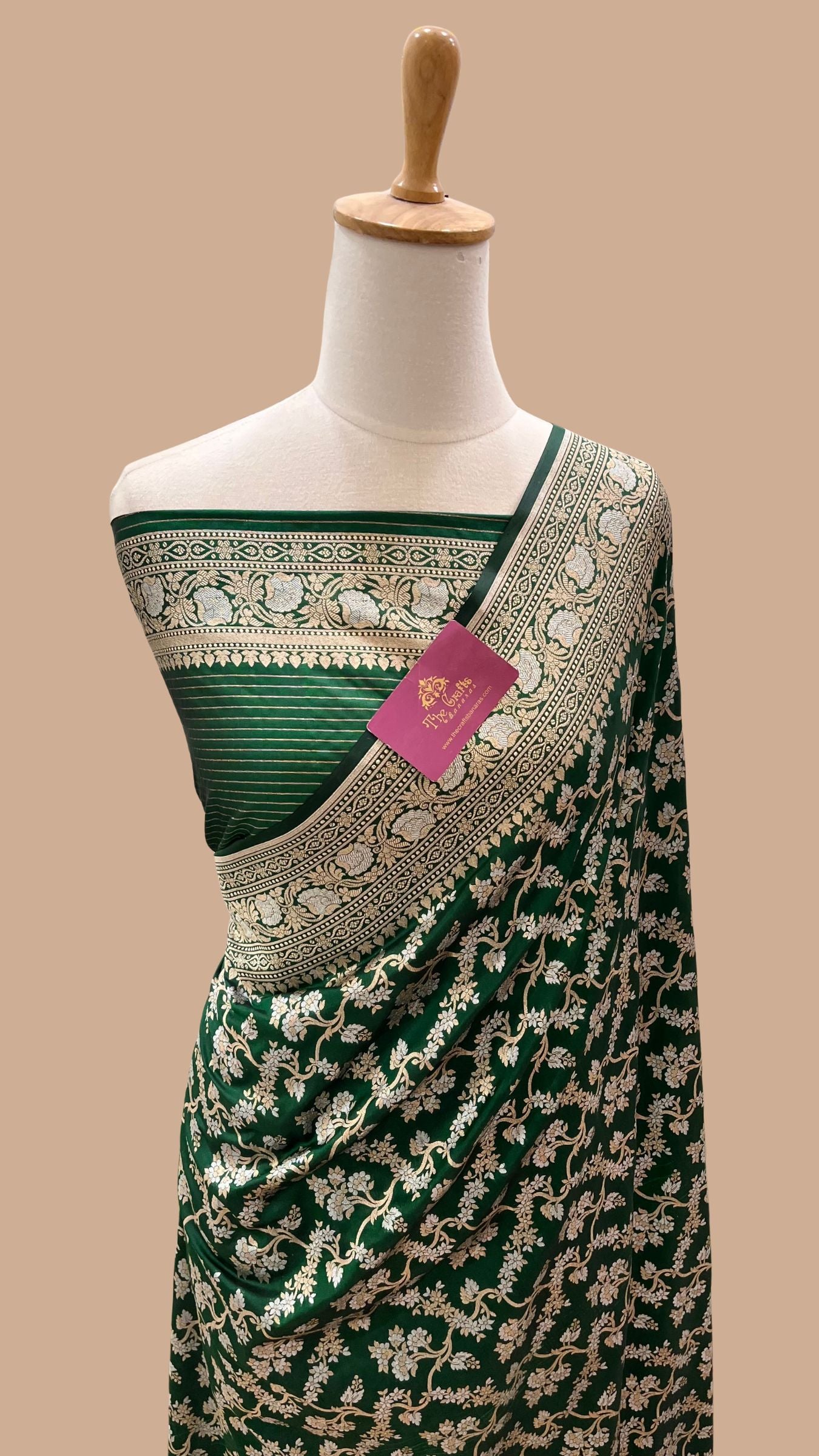 Pure Katan Silk Handloom Banarasi Saree - All Over Sona Rupa Jaal Work