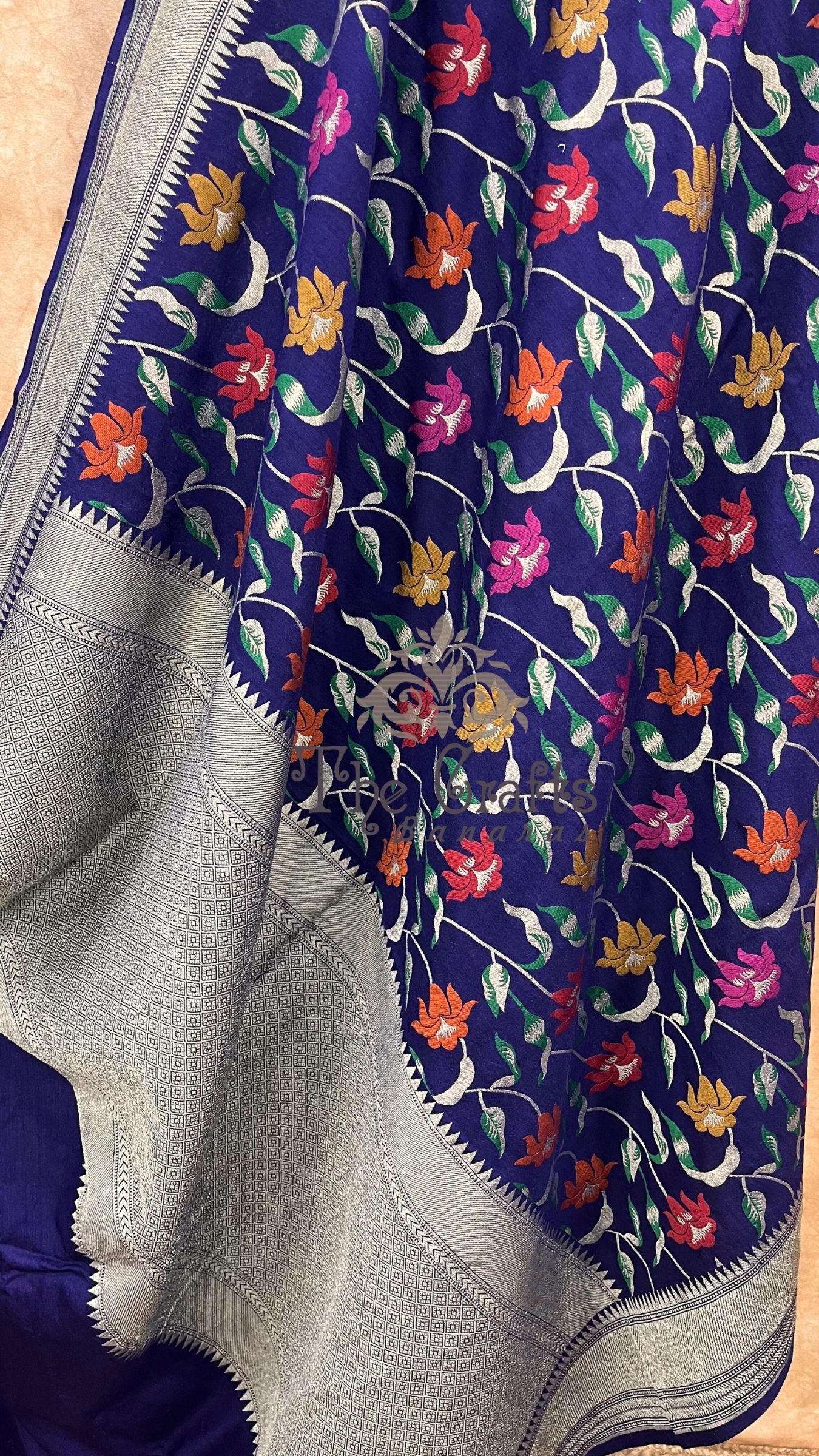 Pure Munga SIlk Handloom Banarasi Saree - Meenakari