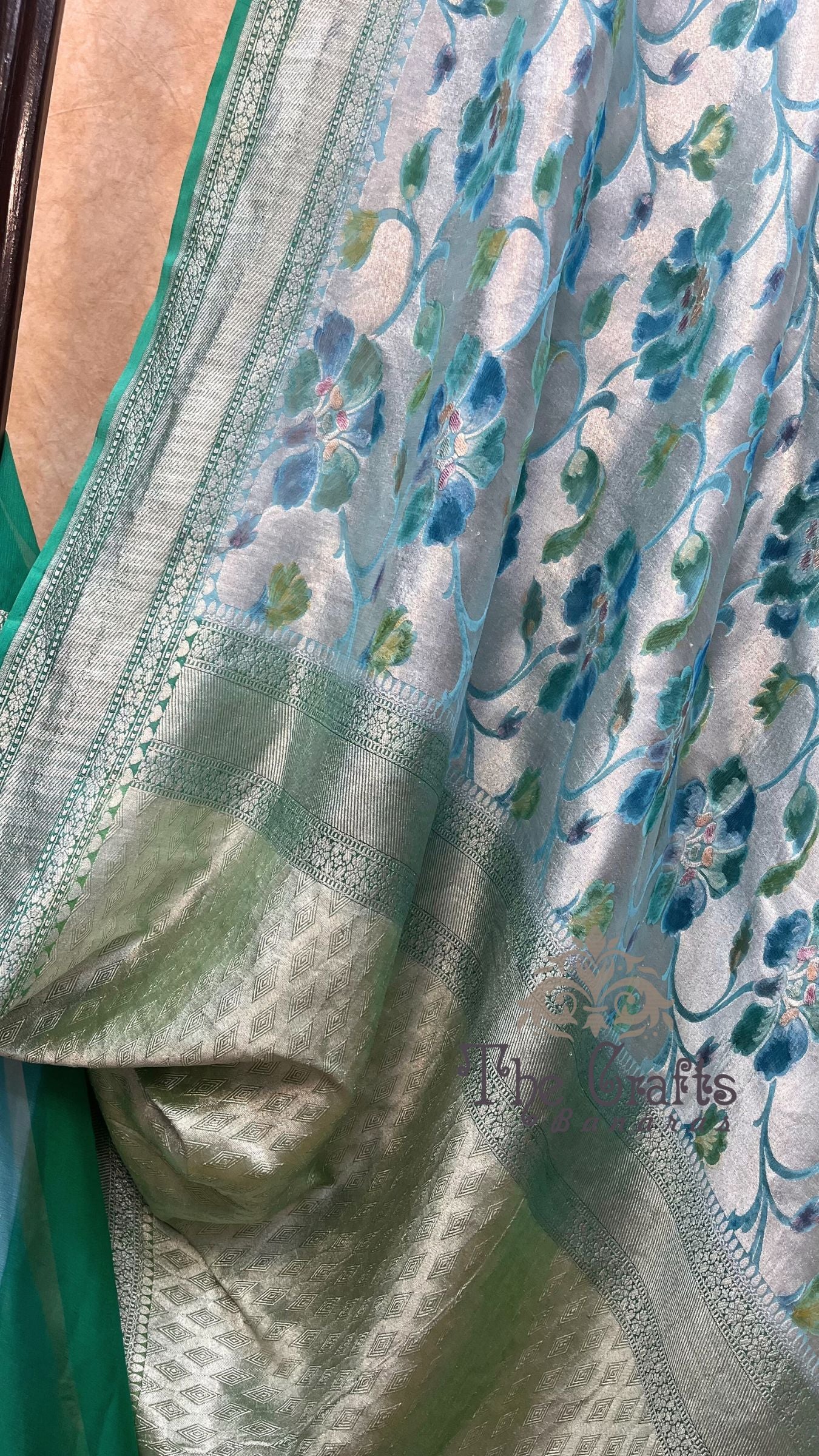 Pure Georgette Banarasi Saree - Silver Zari