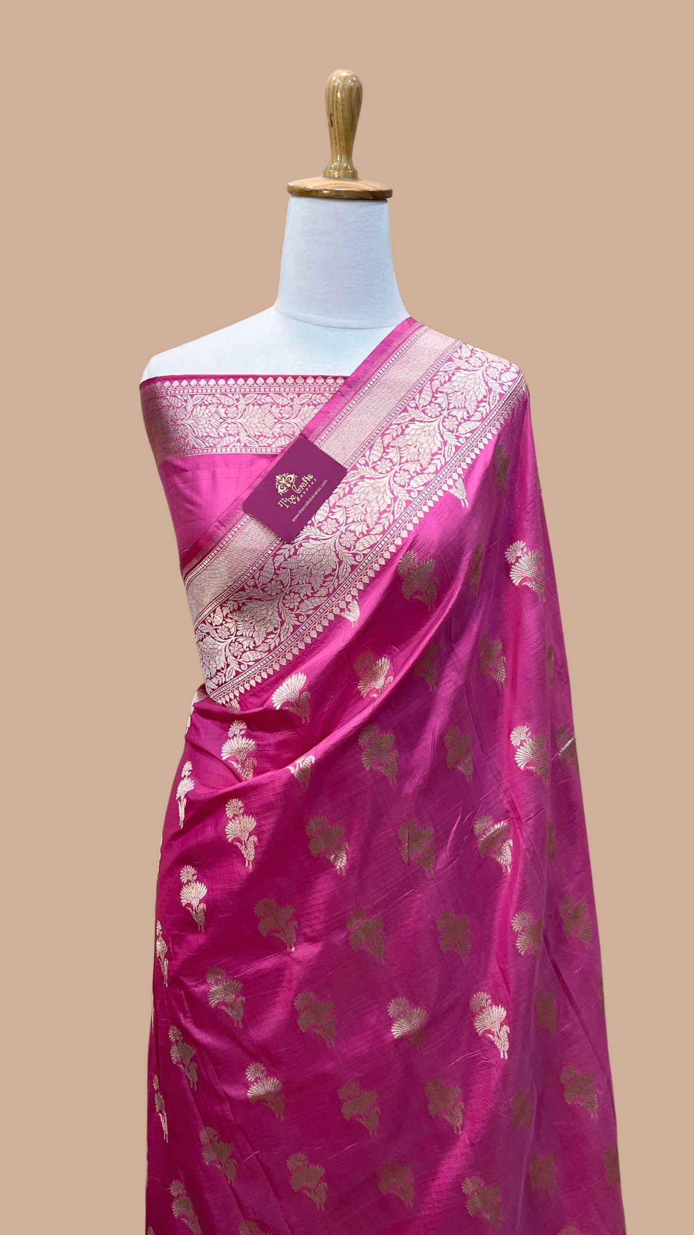 Pure Katan Silk Handloom Banarasi Saree - Jaal work