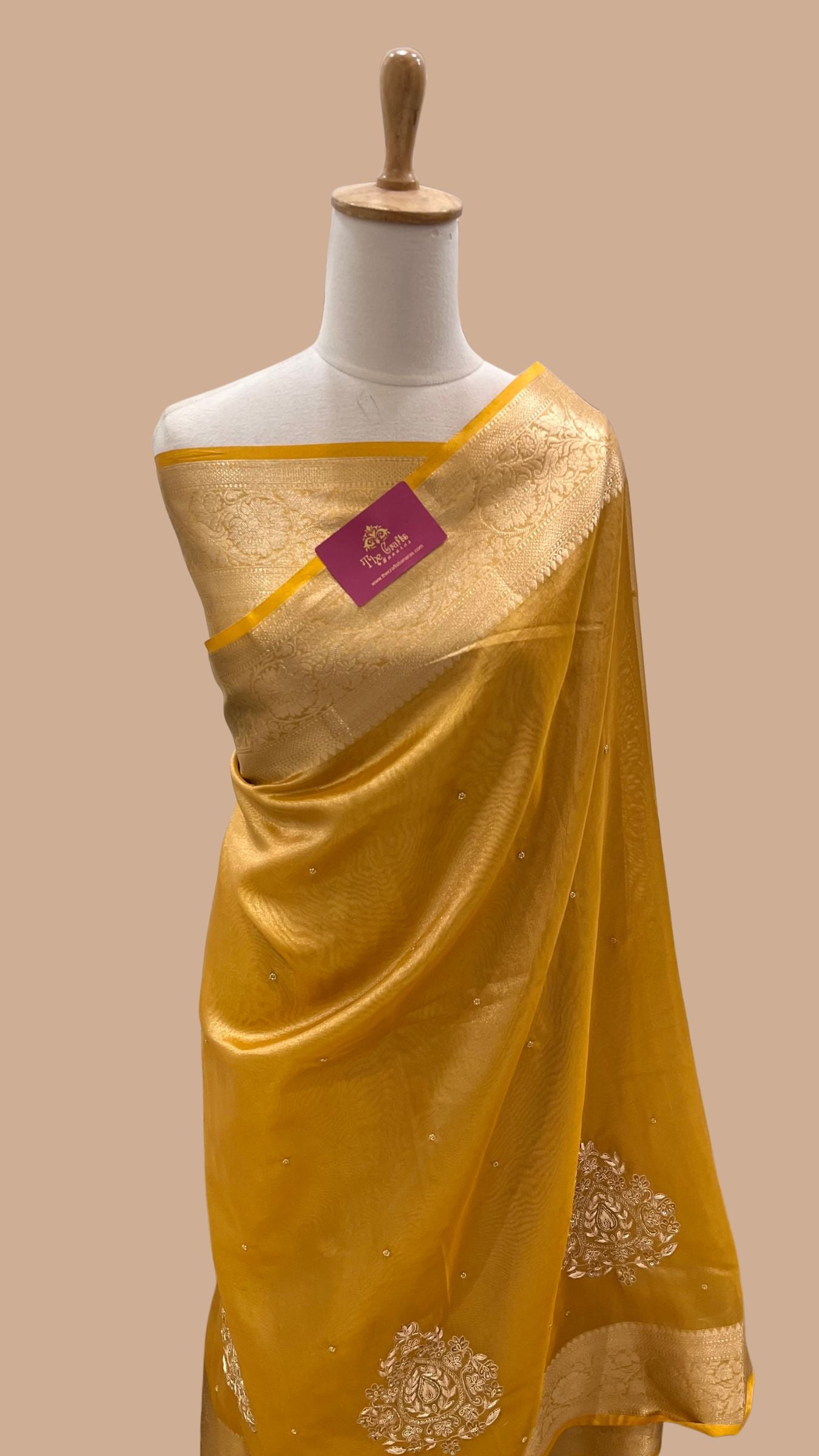 Pure Tissue Silk Banarasi Saree - with Zardozi & Cut Dana Handwork