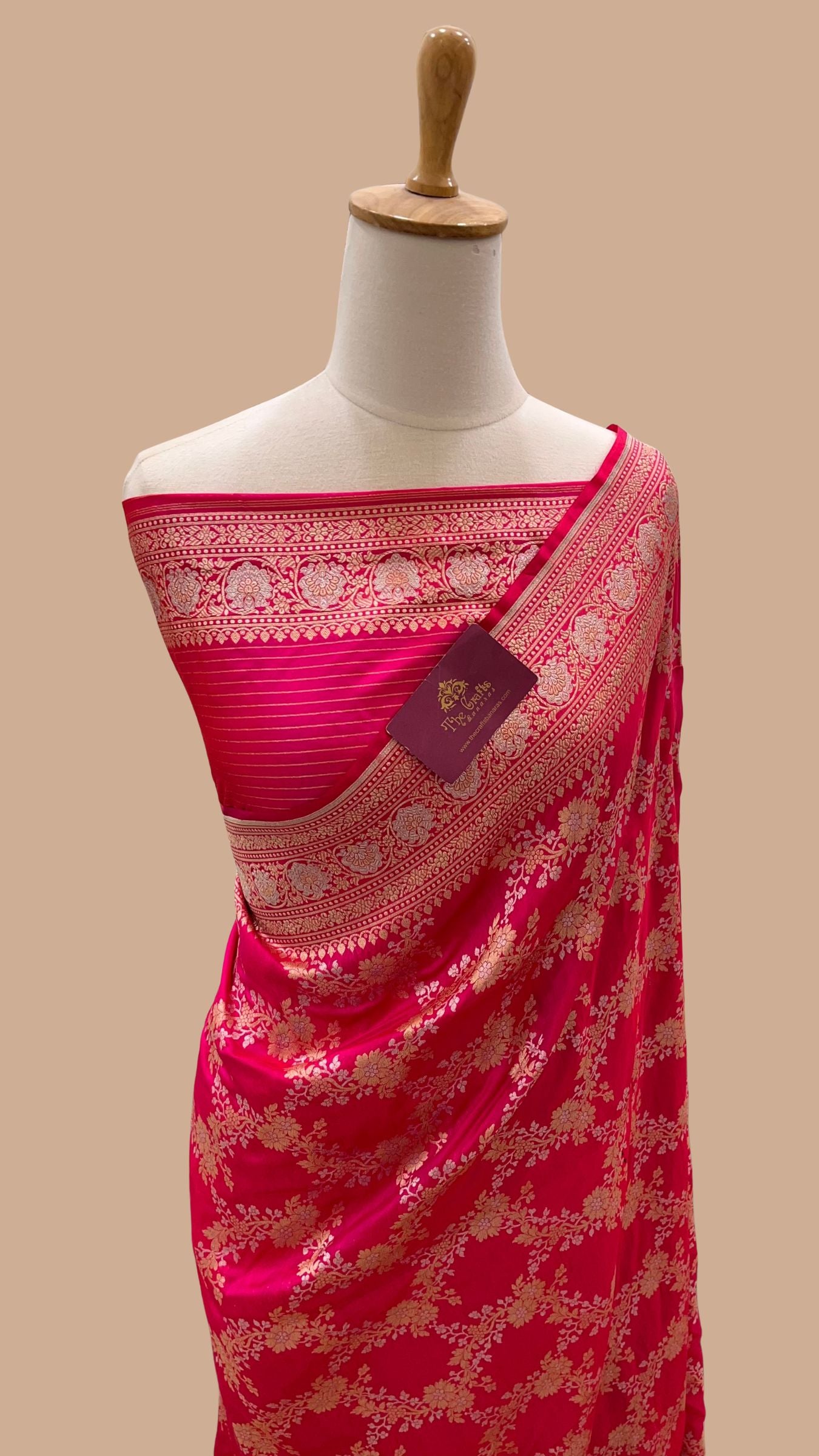 Pure Katan Silk Handloom Banarasi Saree - All Over Sona Rupa Jaal Work