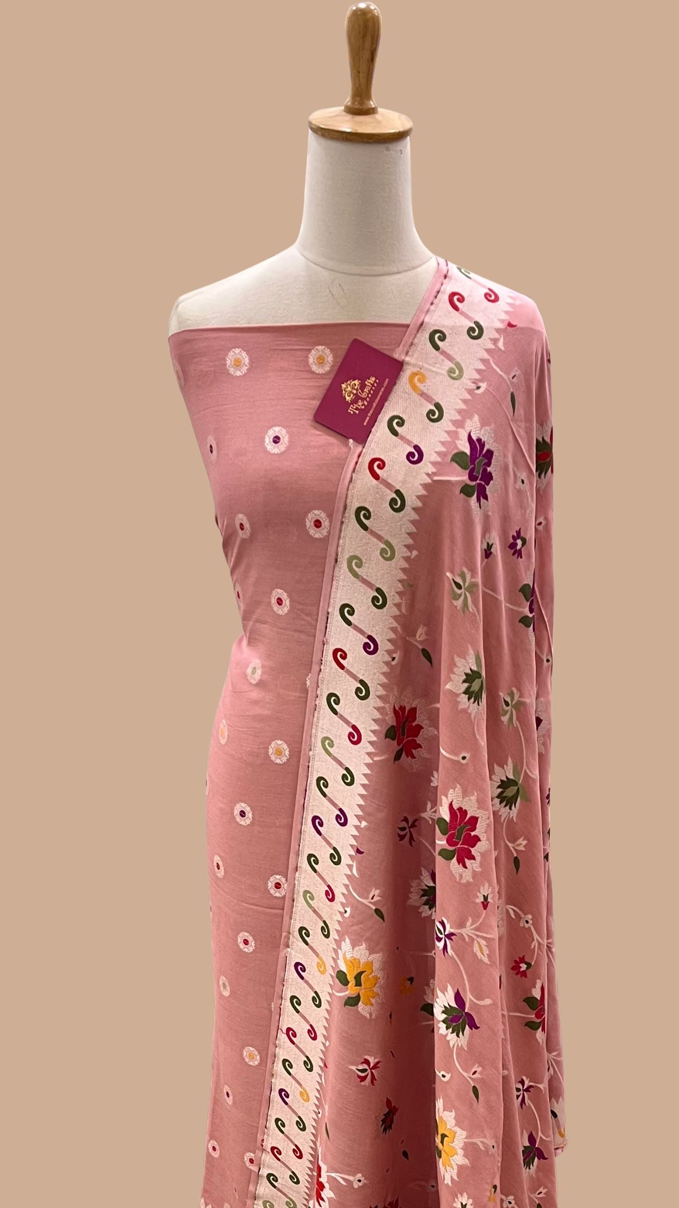 Tussar Silk Handloom Banarasi Dress Material - Tilfi Meenakari