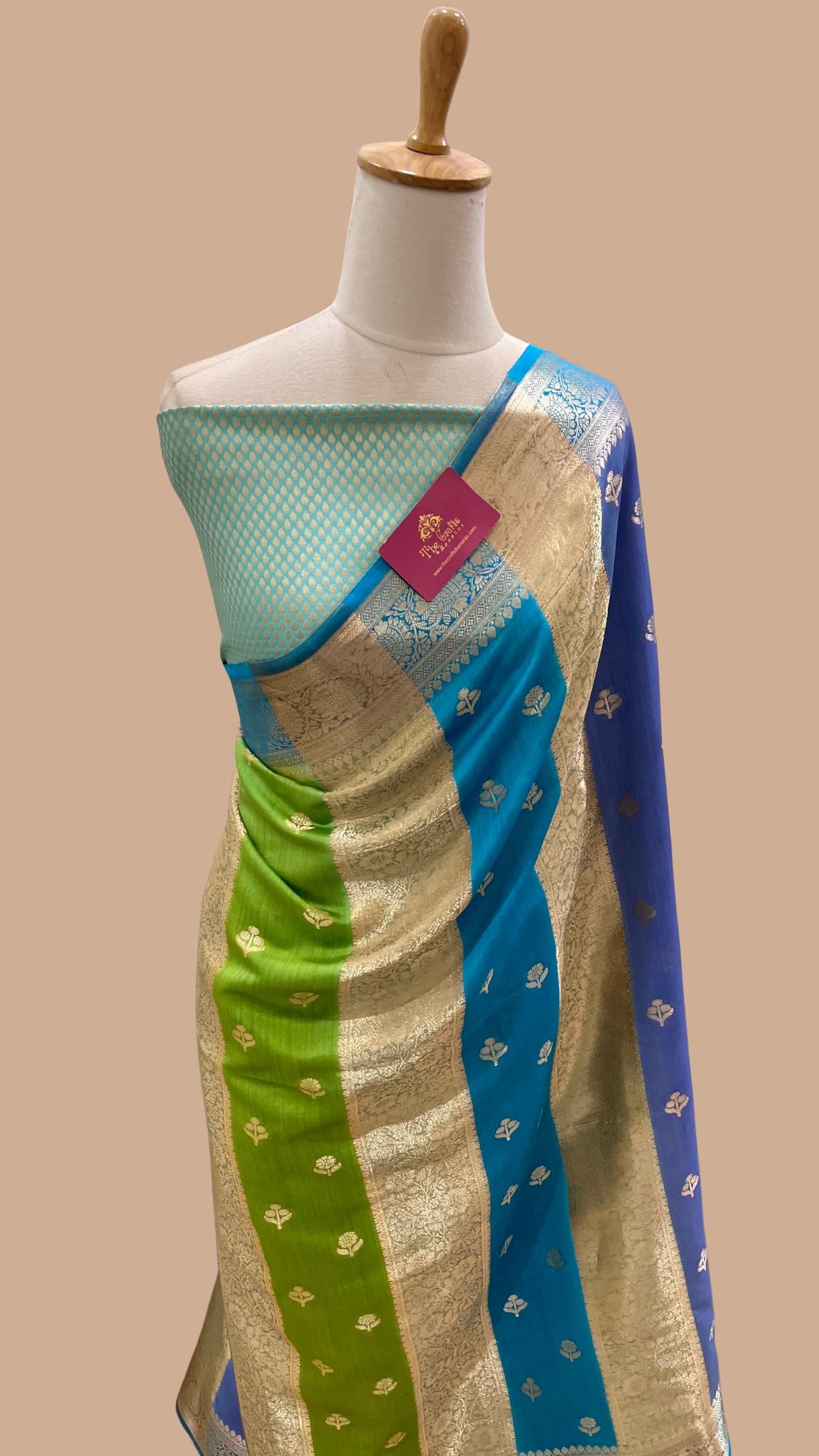 Pure Chiniya Tissue Silk Banarasi Saree - Multicolour Stripe
