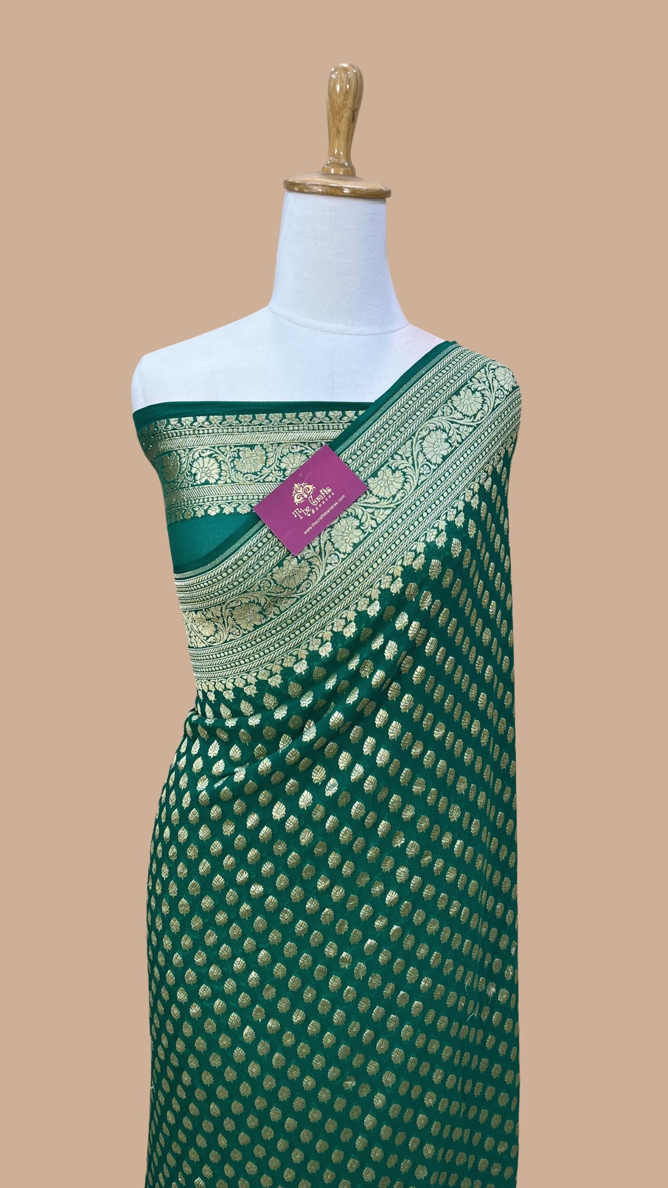 Khaddi Georgette Banarasi Saree - Gold Zari