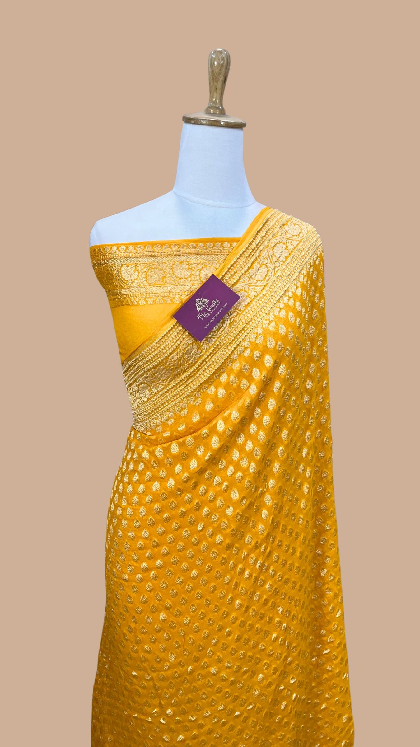 Khaddi Georgette Banarasi Saree - Gold Zari