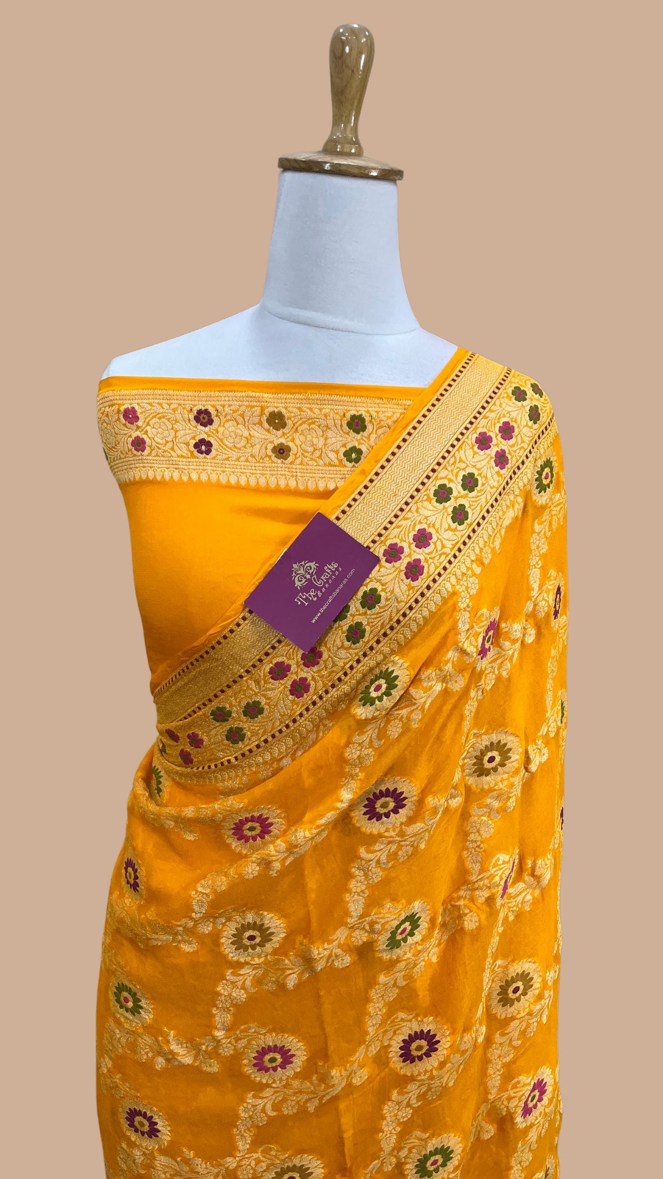 Pure Khaddi Chiffon Banarasi Saree - Meenakari