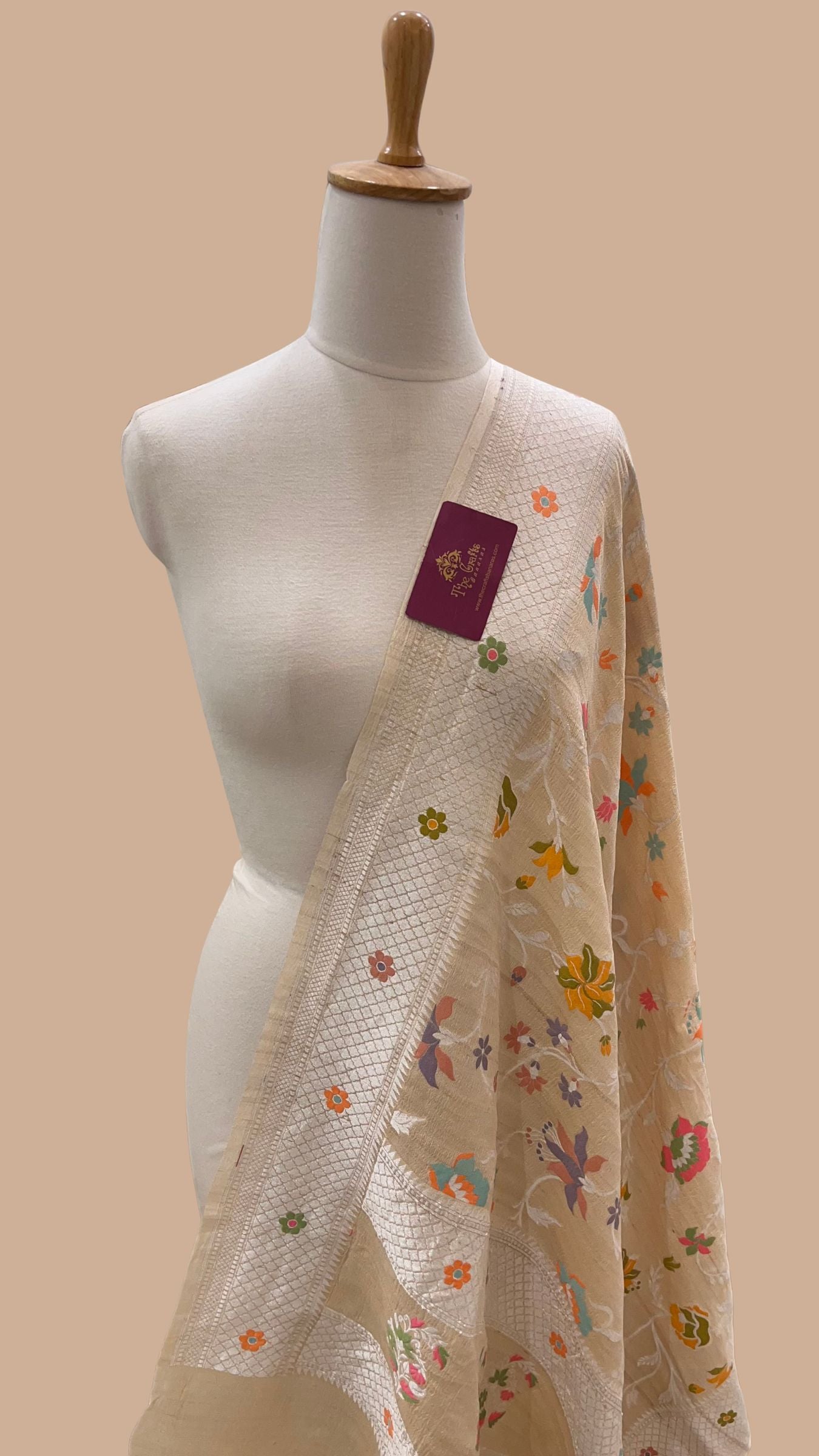 Pure Tussar Georgette Silk Banarasi Handloom Dupatta