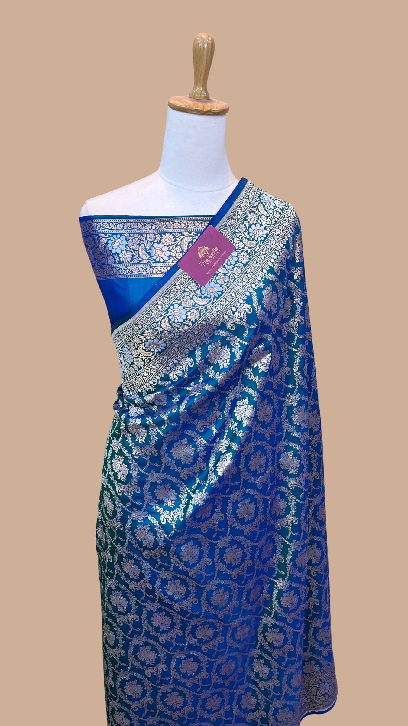 Pure Katan Silk Handloom Banarasi Saree - All Over Sona Rupa Jaal Work