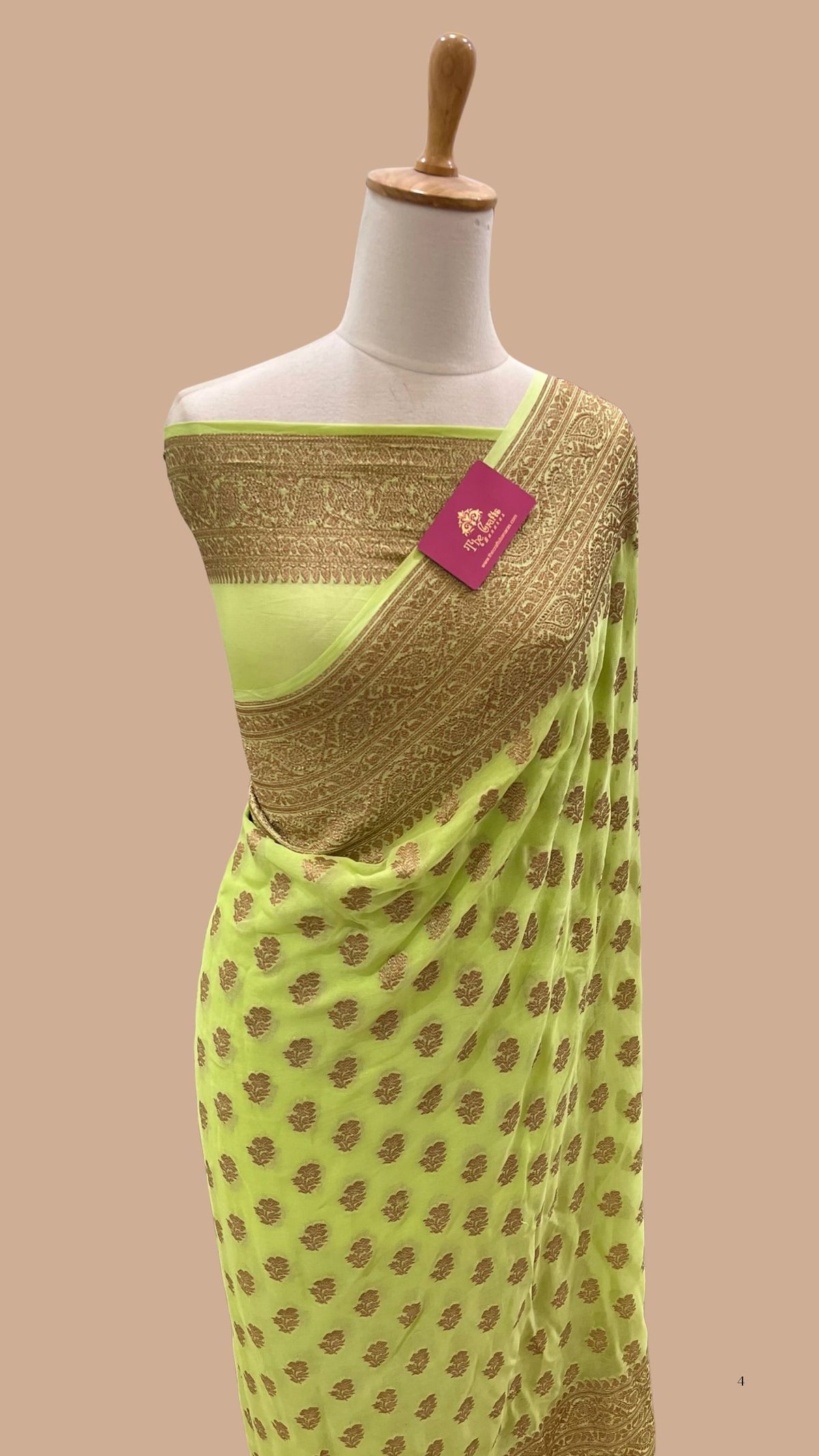 Khaddi Georgette Banarasi Saree - Antique Zari