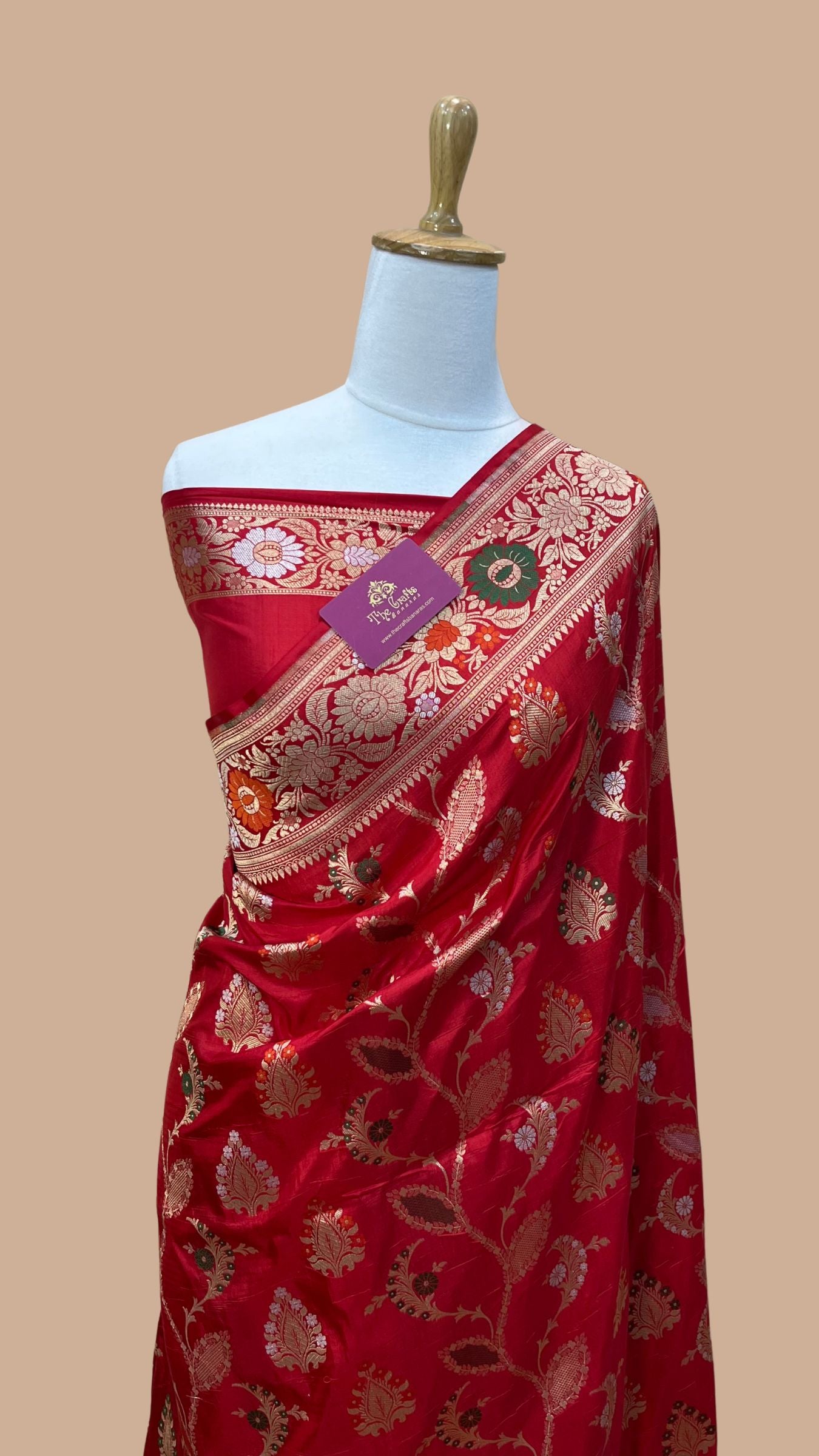 Pure Katan Silk Handloom Banarasi Saree - All over meenakari Jaal work