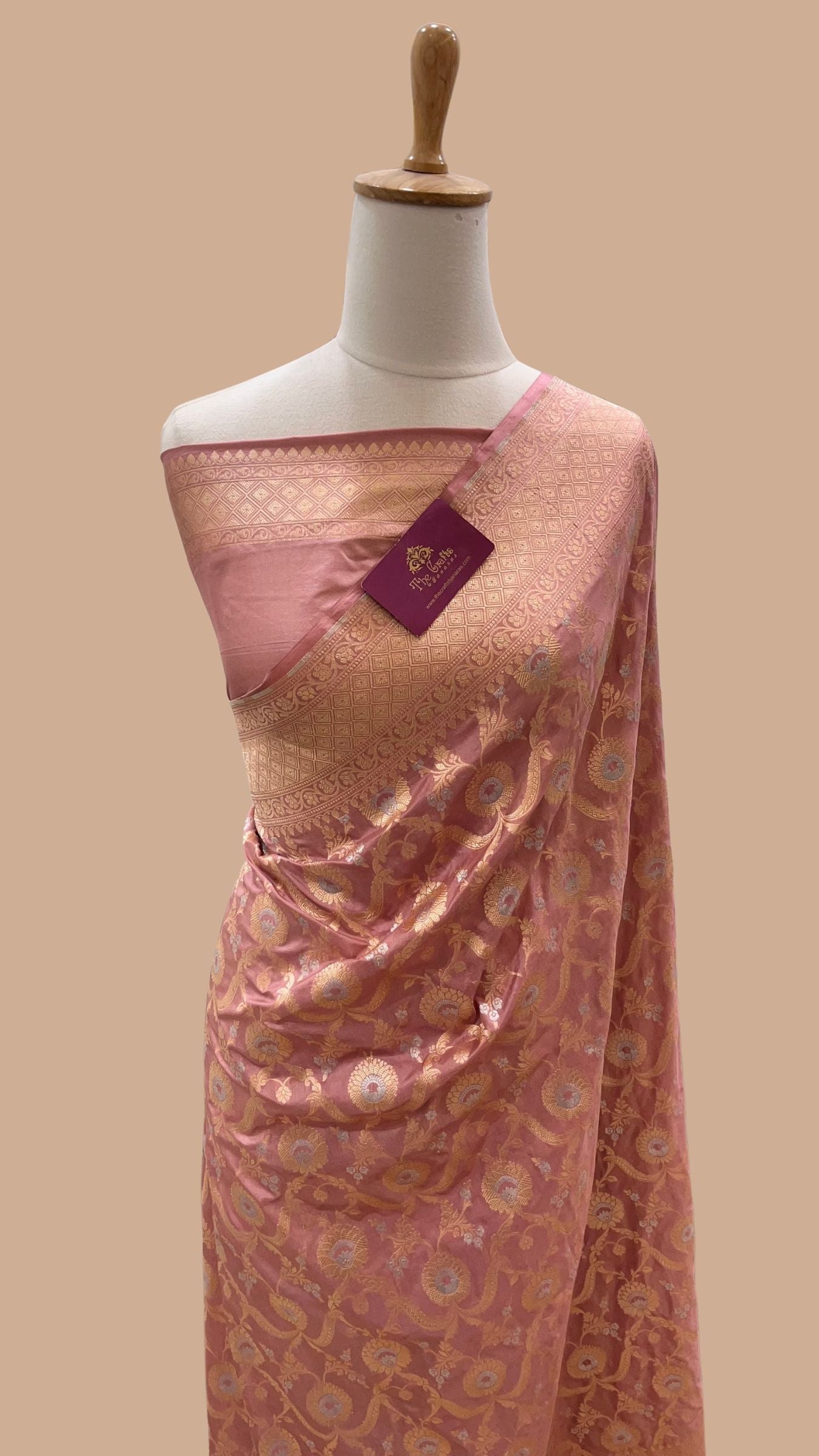 Pure Katan Silk Handloom Banarasi Saree - All Over Sona Rupa Jaal Work