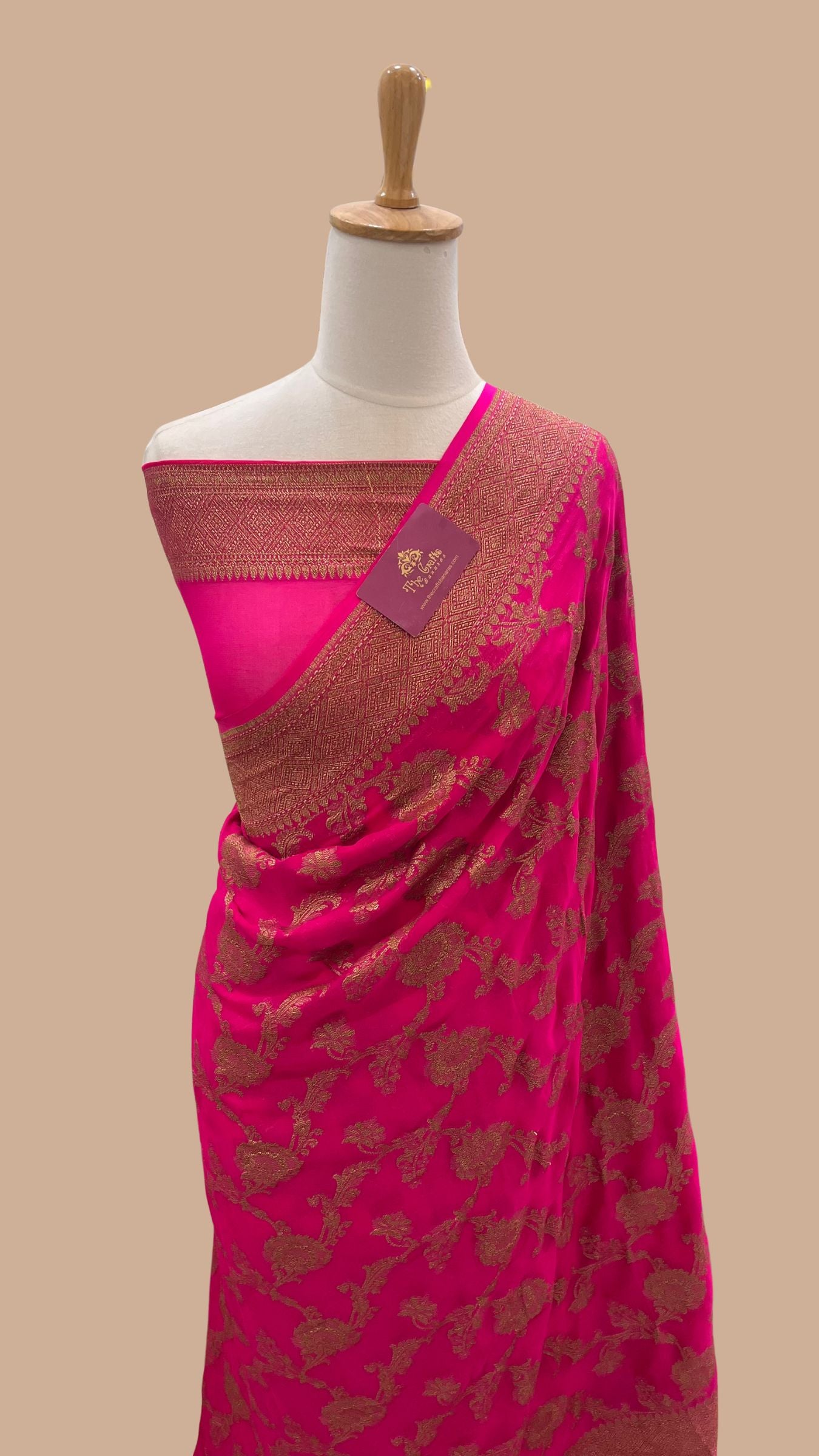 Khaddi Georgette Banarasi Saree - Antique Zari