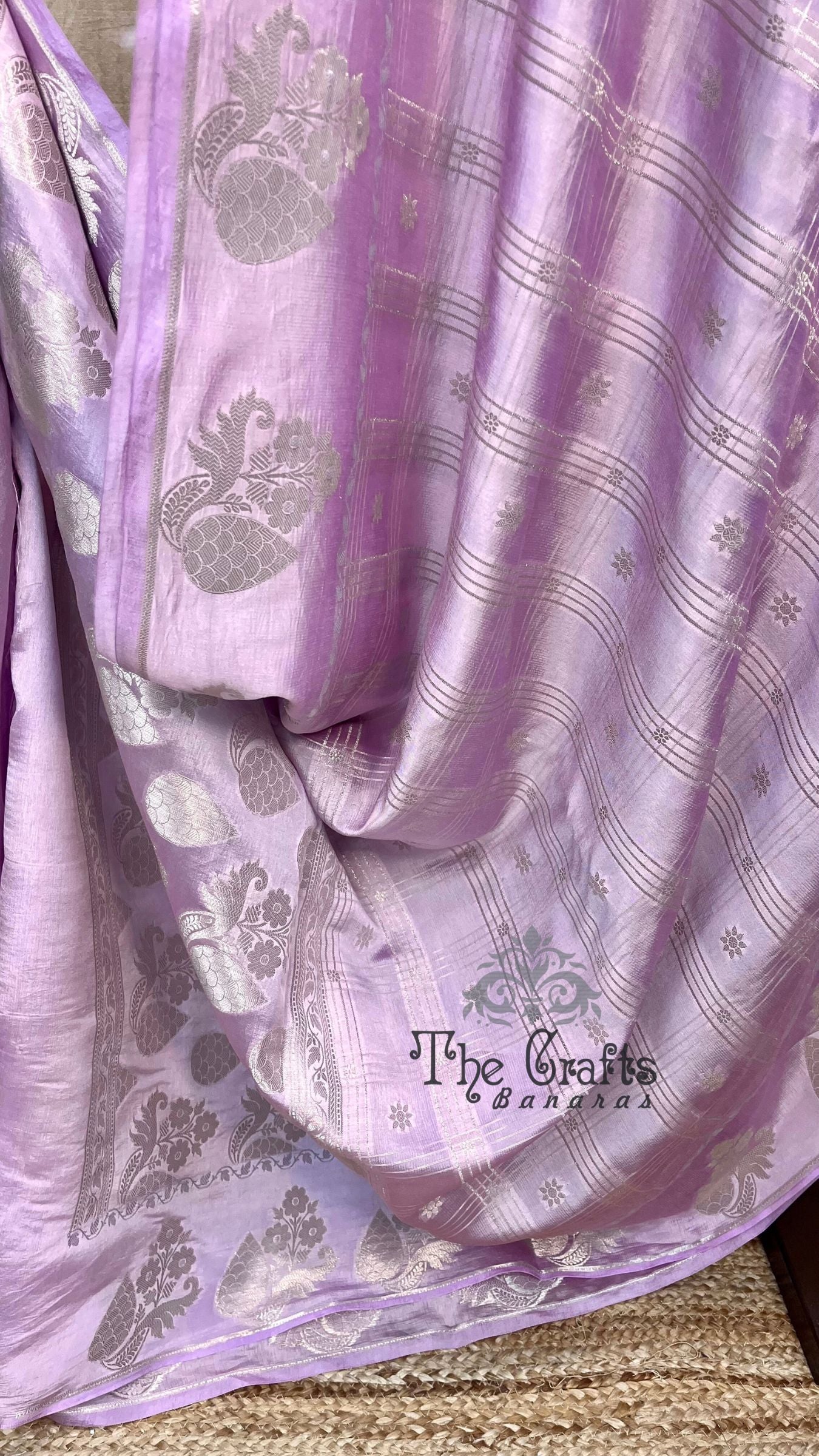 Lavender Pure Chiniya Silk Banarasi Saree