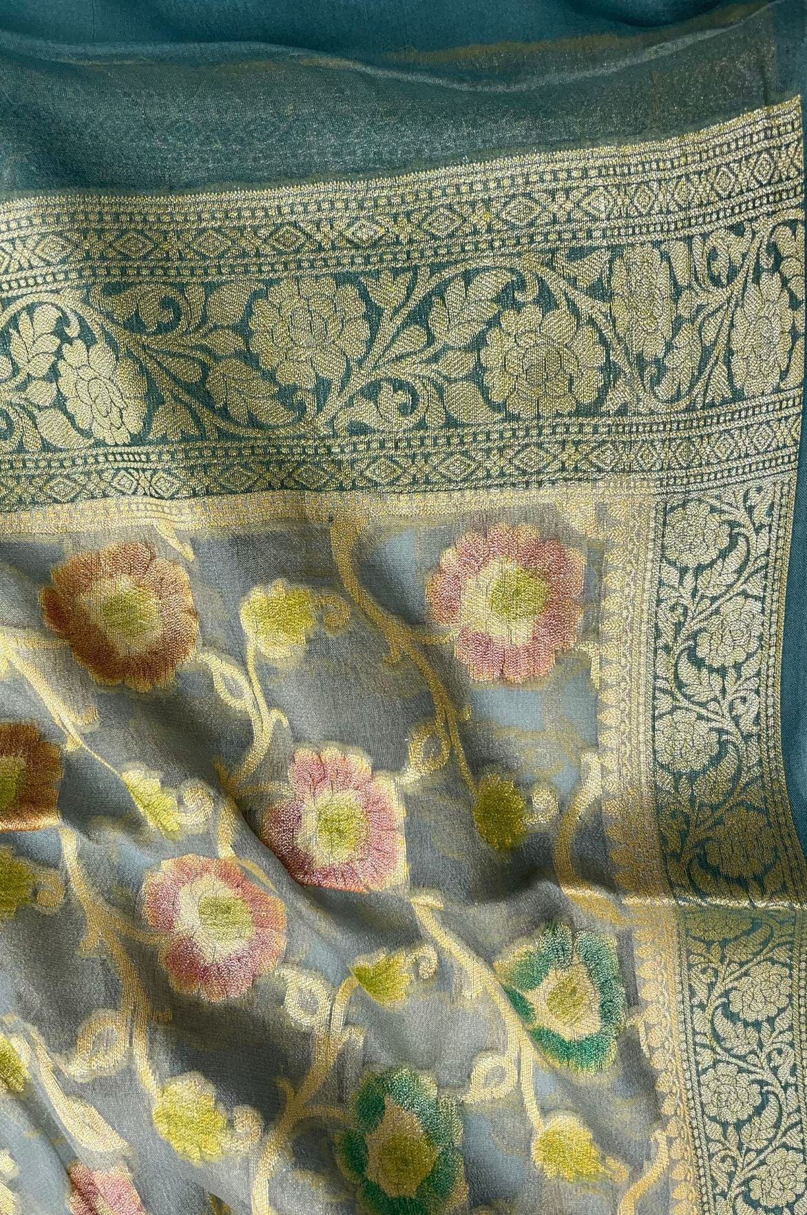 Pure Khaddi Chiffon Banarasi Dress Material