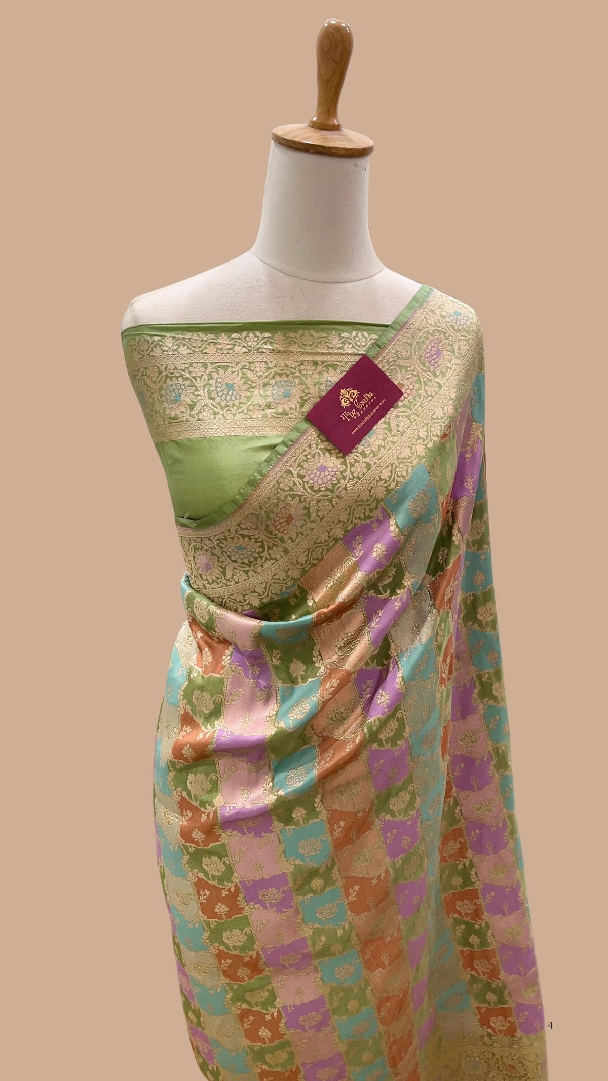 Rangkat Pure Katan Silk Handloom Banarasi Saree - Jaal work with Meenakari