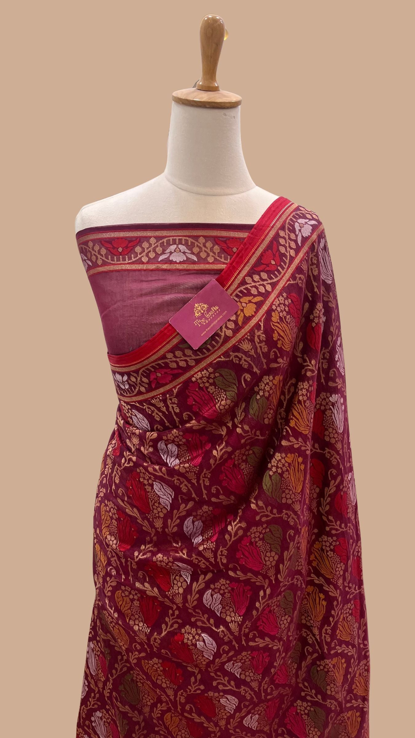 Pure Ektara Cotton Jamdani Banarasi Saree - Tilfi
