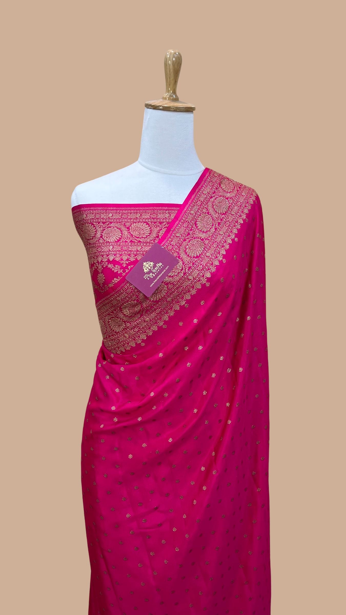 Pure Crepe Georgette Banarasi Saree - Antique Zari