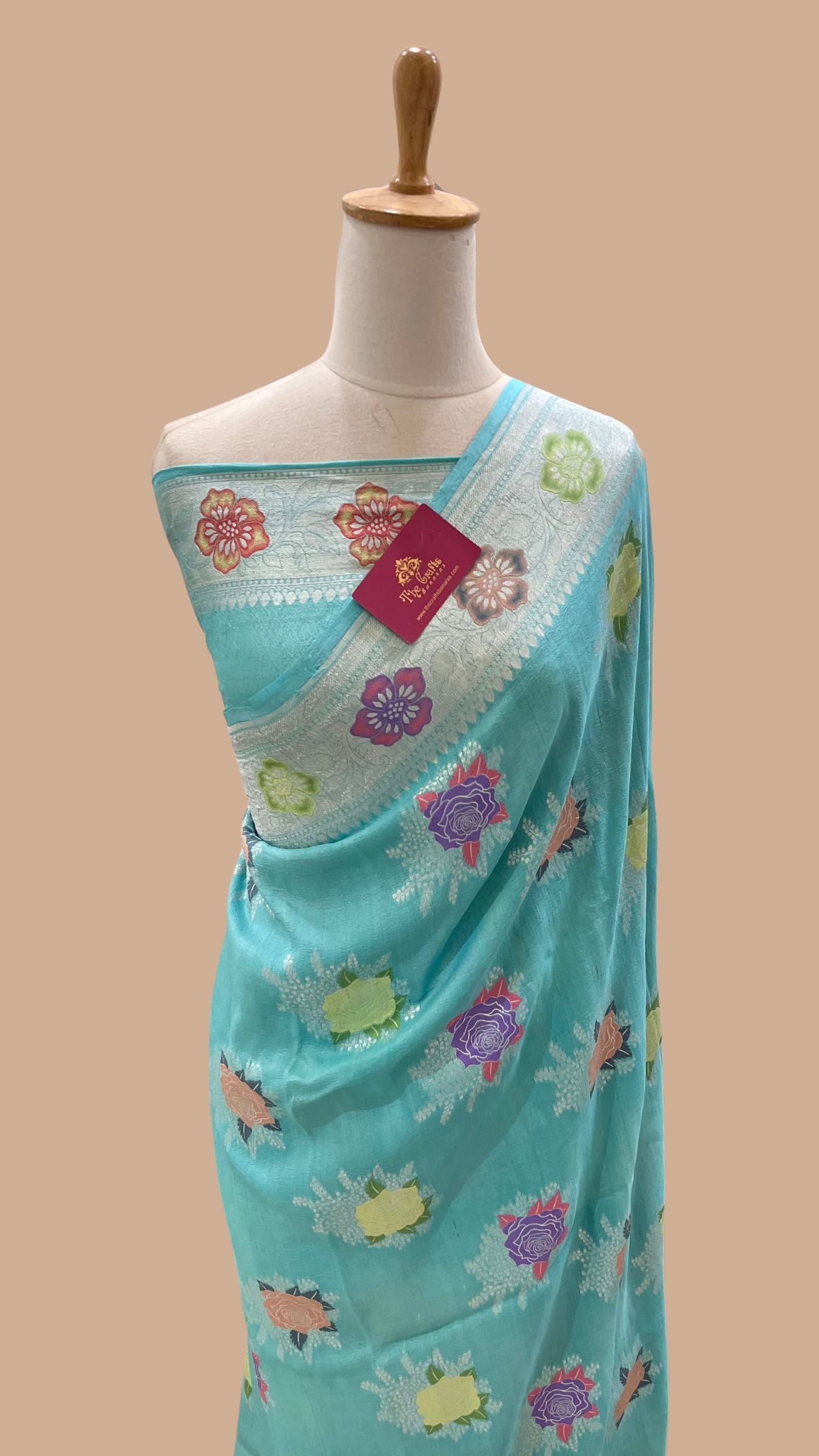 Tussar Georgette Handloom Banarasi Saree - Meenakari