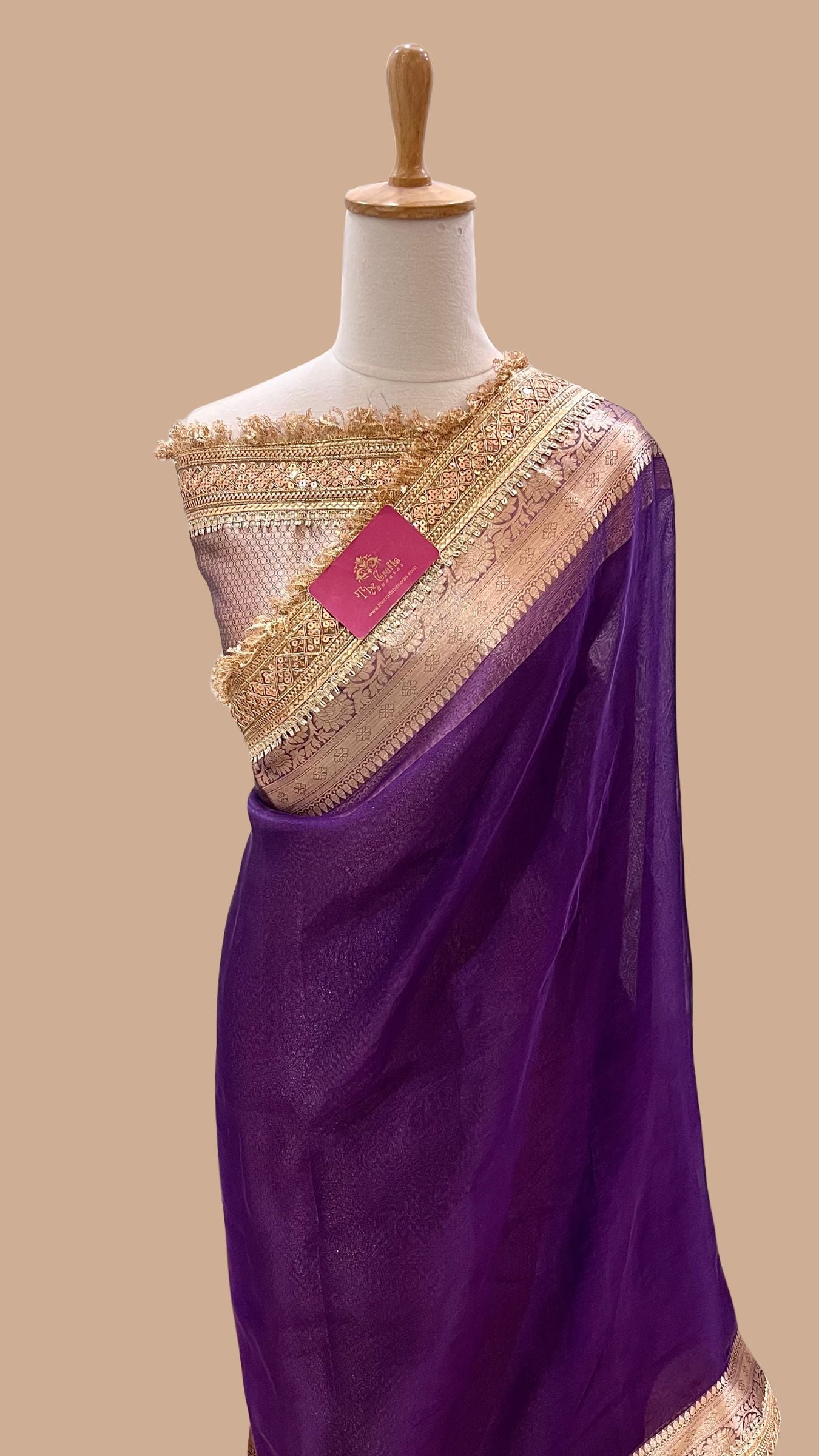 Pure Tissue Silk Handloom Banarasi Saree - with Lace Border
